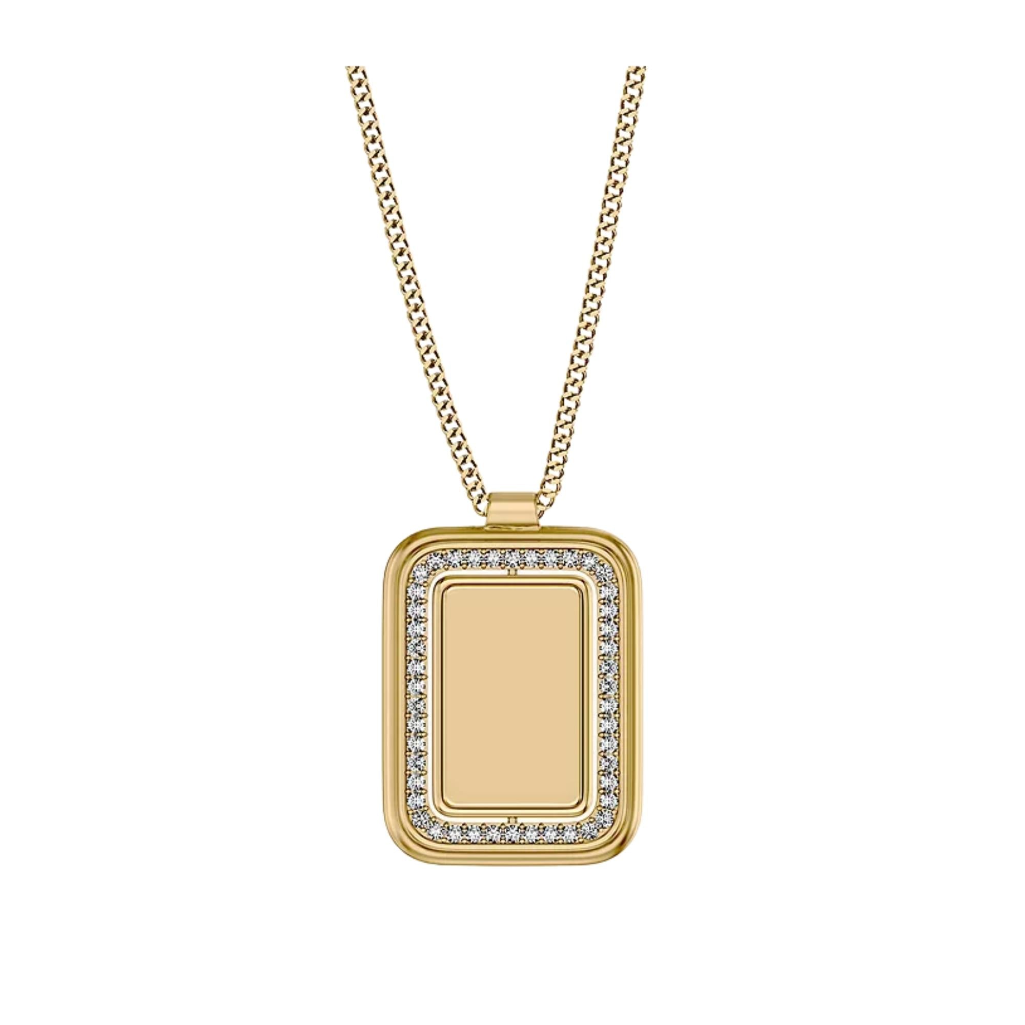 Fossil Raquel Glitz White Mother of Pearl Spinning Pendant Ladies Necklace JF04996710
