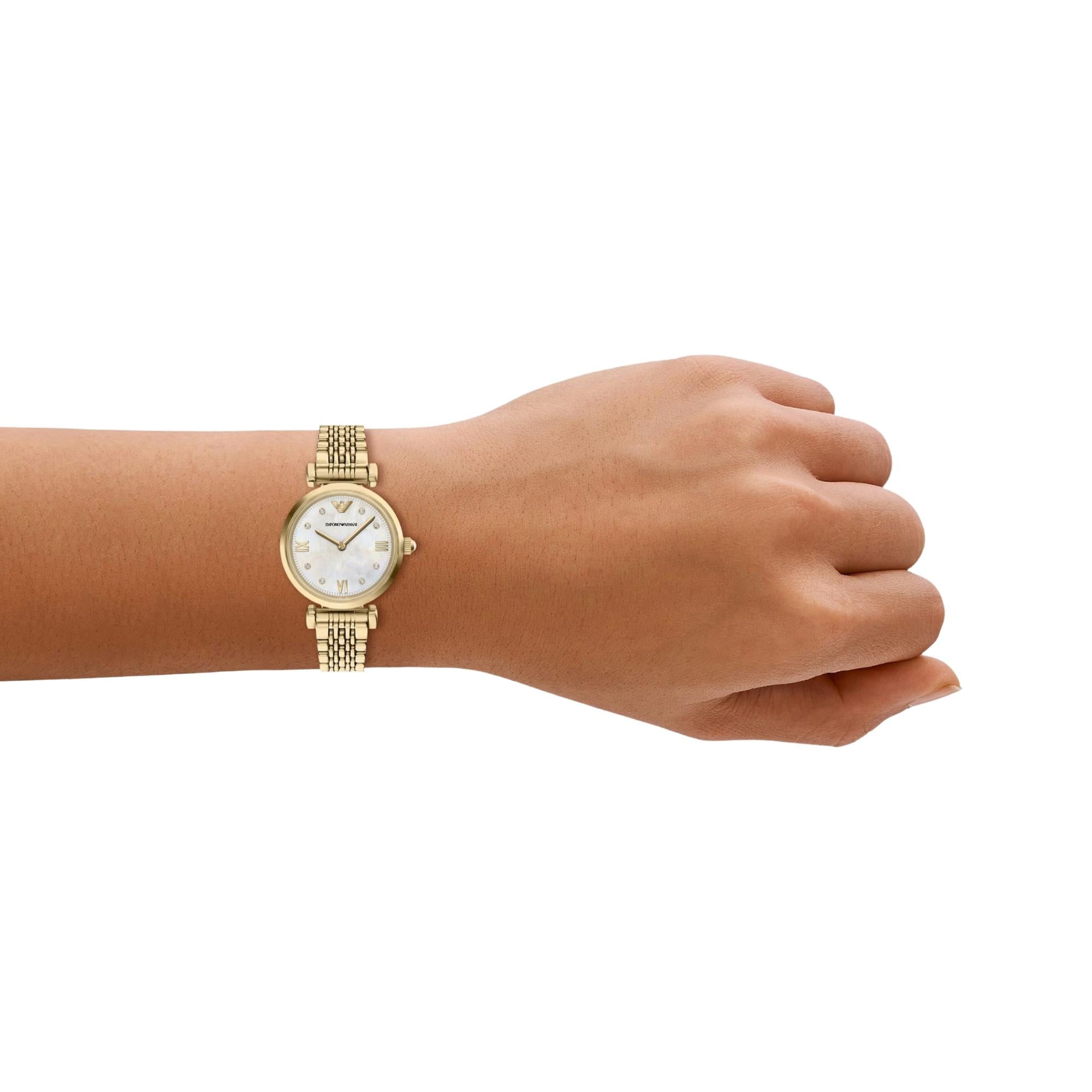 Emporio Armani Gianni 28mm Mother of Pearl Dial Steel Ladies Quartz Watch AR11806