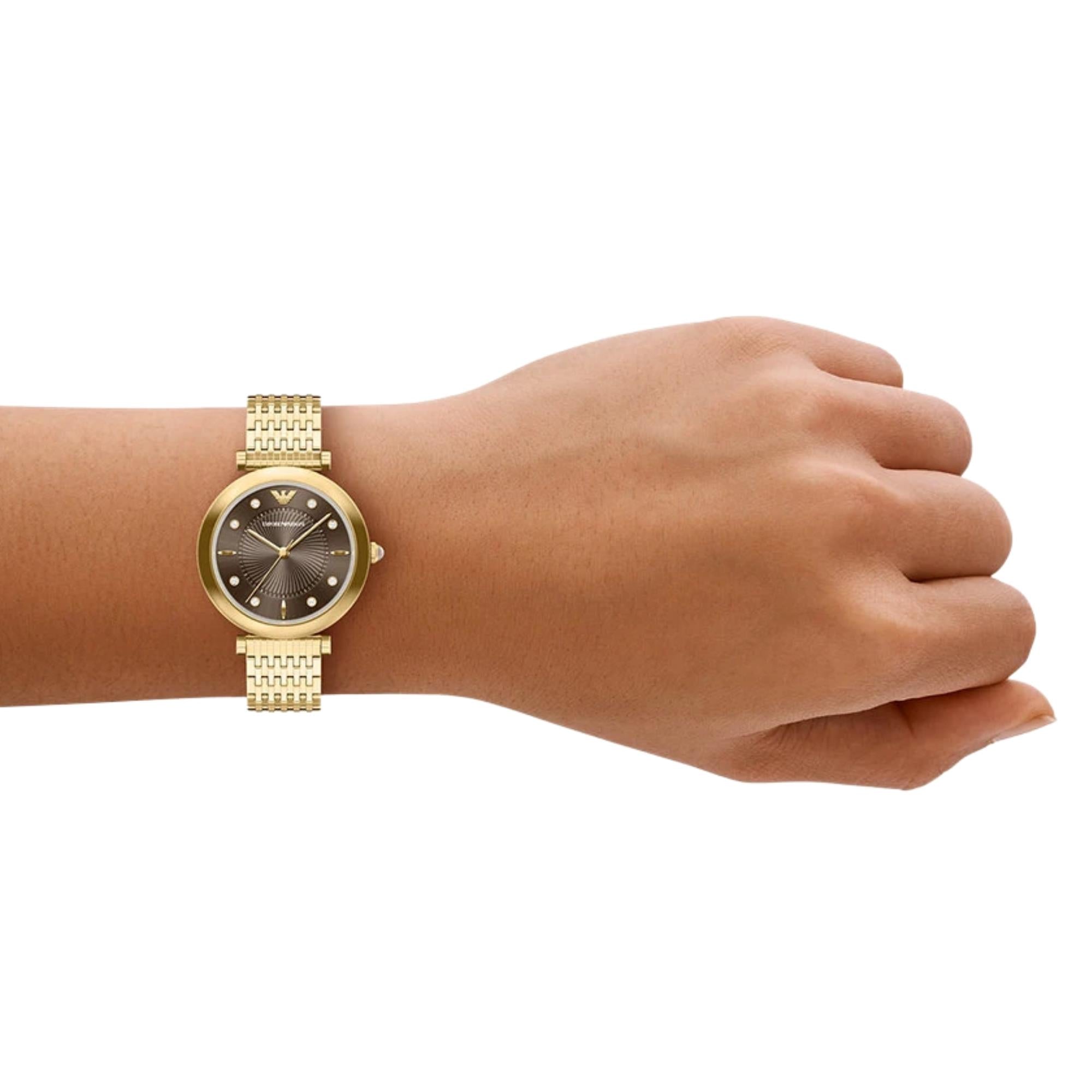 Emporio Armani Archelia 32mm Brown Dial Steel Ladies Quartz Watch AR11810