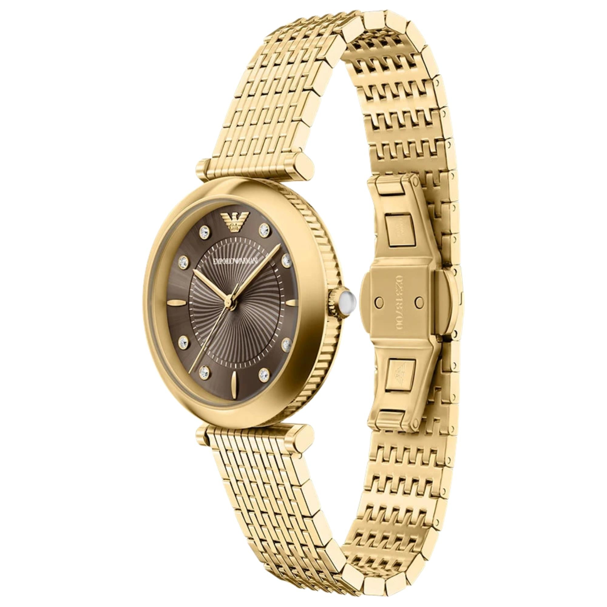 Emporio Armani Archelia 32mm Brown Dial Steel Ladies Quartz Watch AR11810