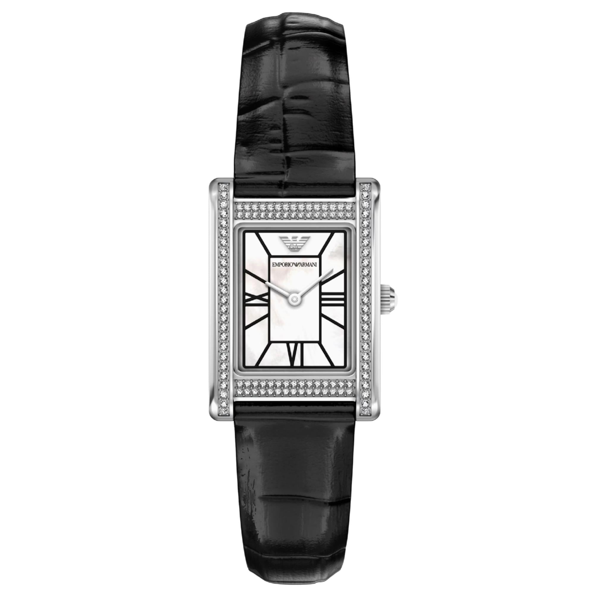 Emporio Armani Genni 22.5mm Mother of Pearl Dial Leather Ladies Quartz Watch AR11803