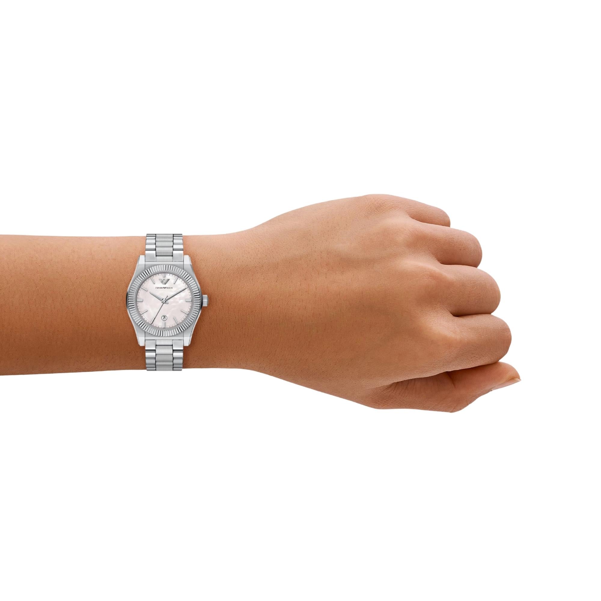 Emporio Armani Federica 32mm Mother of Pearl Dial Steel Ladies Quartz Watch AR11802