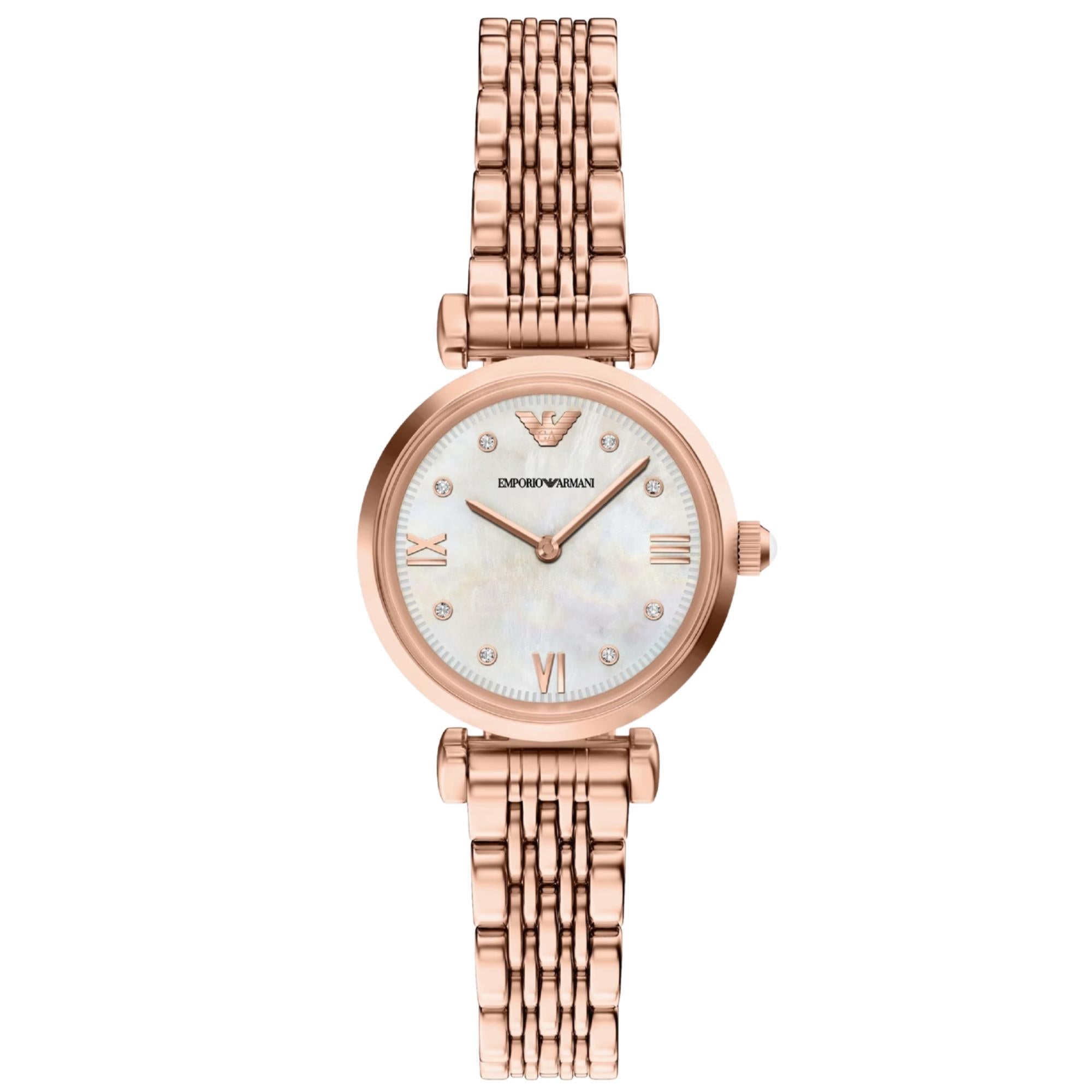 Emporio Armani Gianni 28mm Mother of Pearl Dial Steel Ladies Quartz Watch AR11805