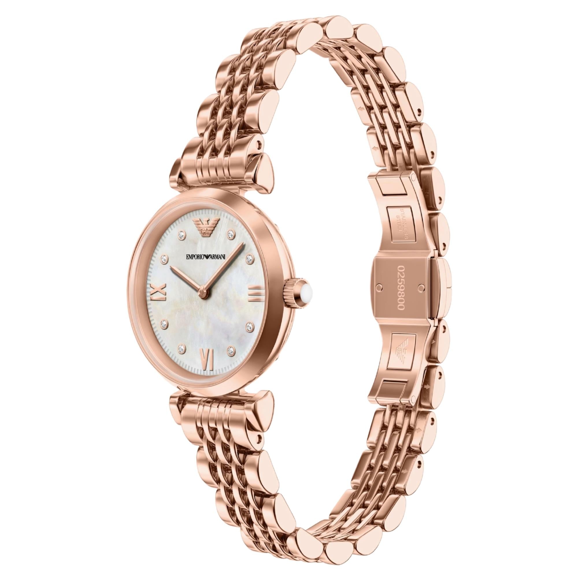 Emporio Armani Gianni 28mm Mother of Pearl Dial Steel Ladies Quartz Watch AR11805