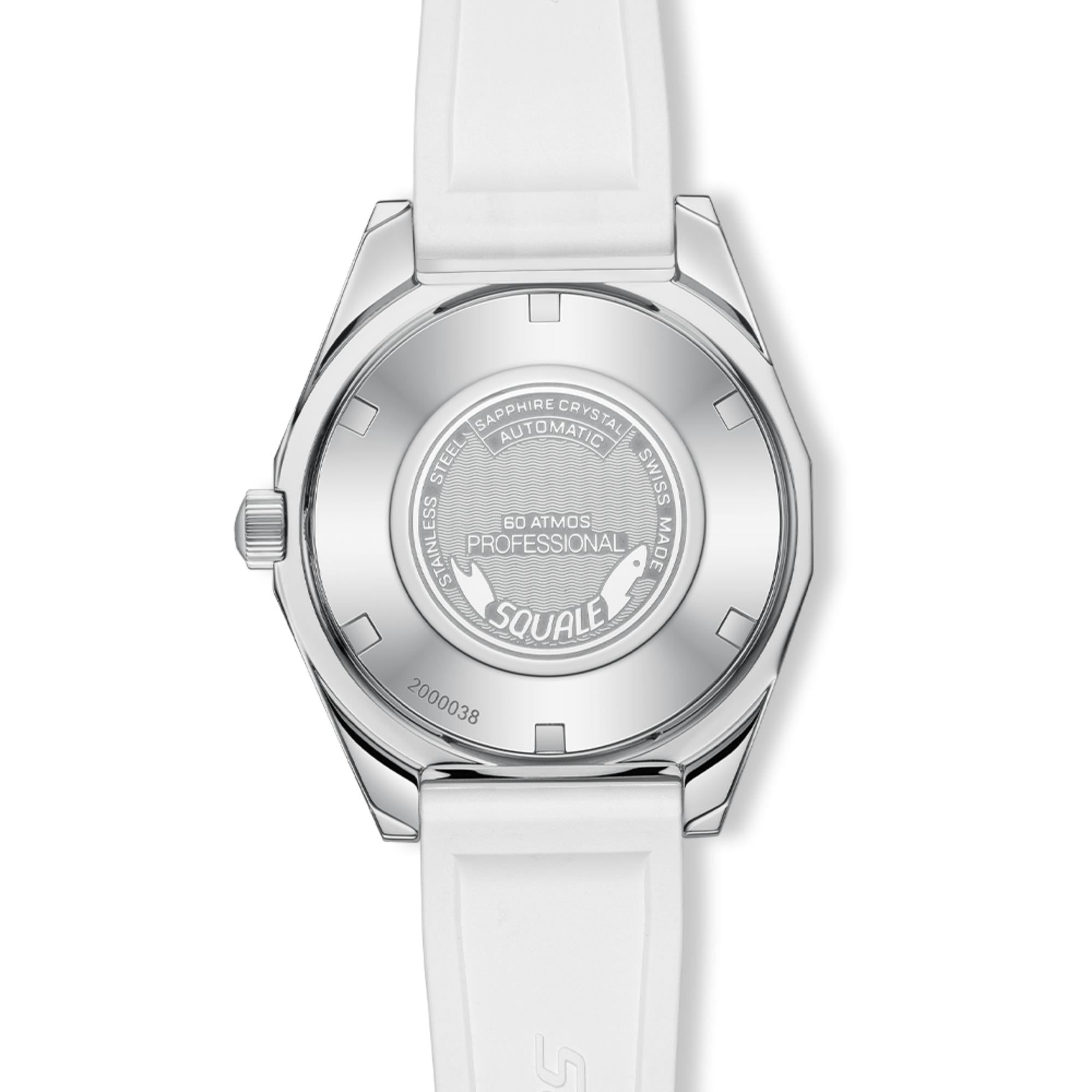 Squale Matic S 39.5mm White Dial Rubber Mens Automatic Watch MATICLBWT.MRWT