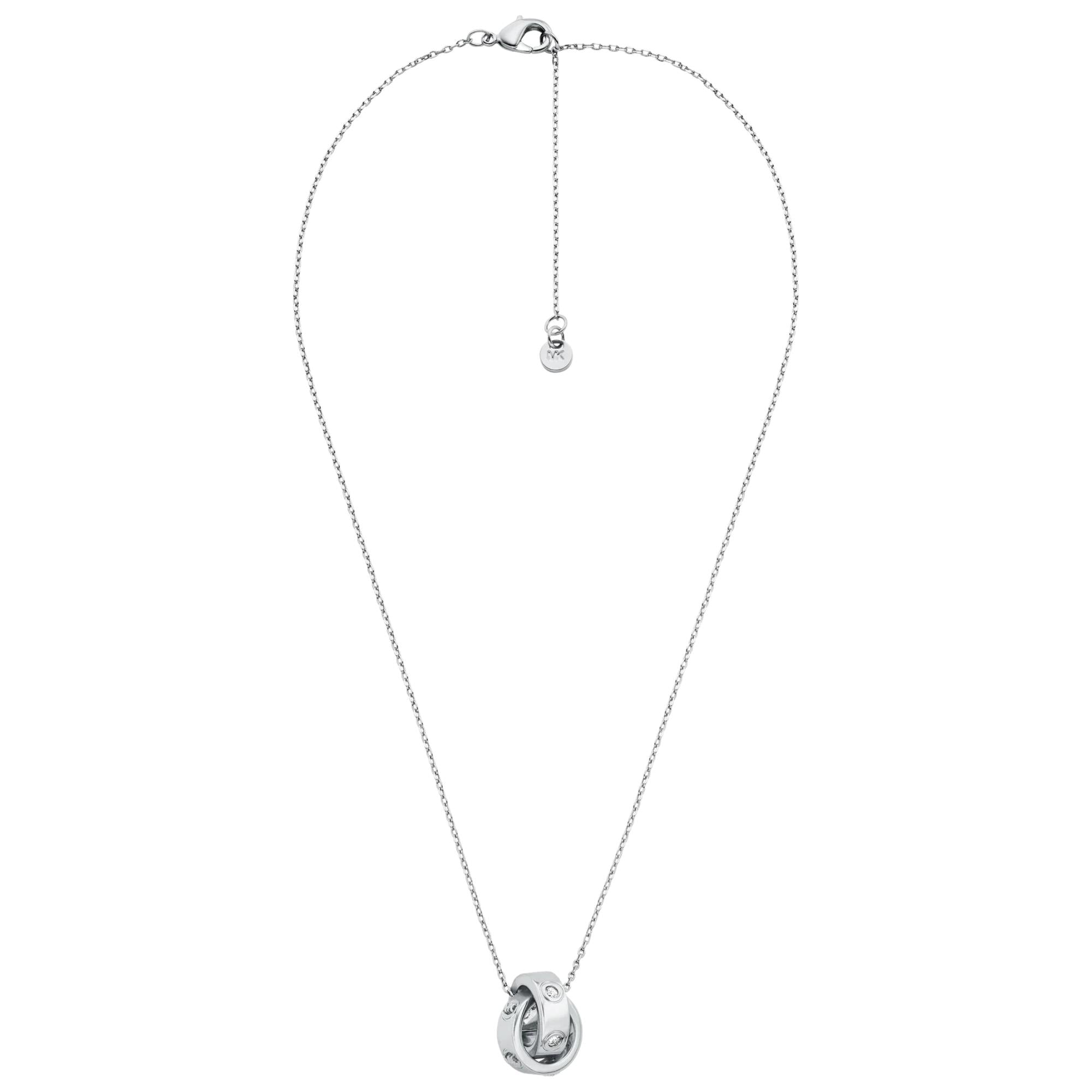 Michael Kors MK Silver Logo Cubic Zirconia Ladies Necklace MKJ8654040