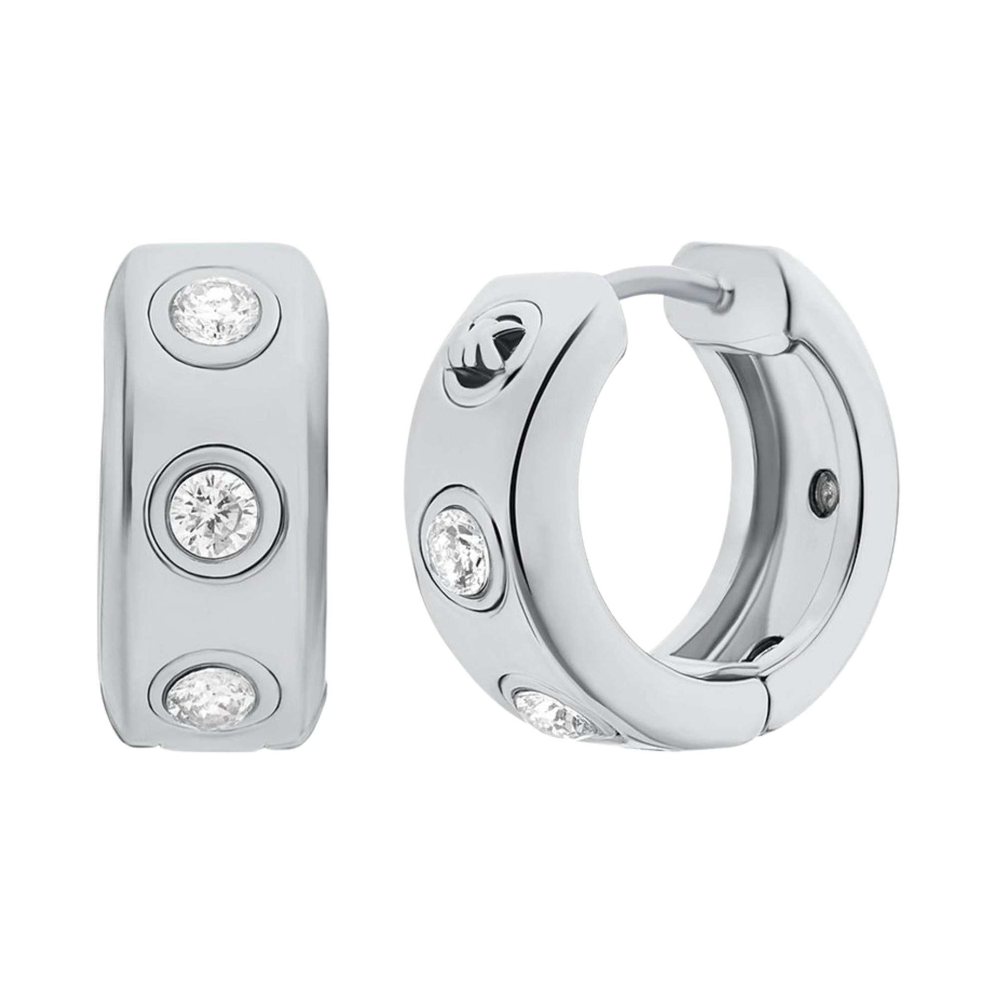 Michael Kors Brilliance Silver Pavé Logo Huggie Ladies Earrings MKJ8652040