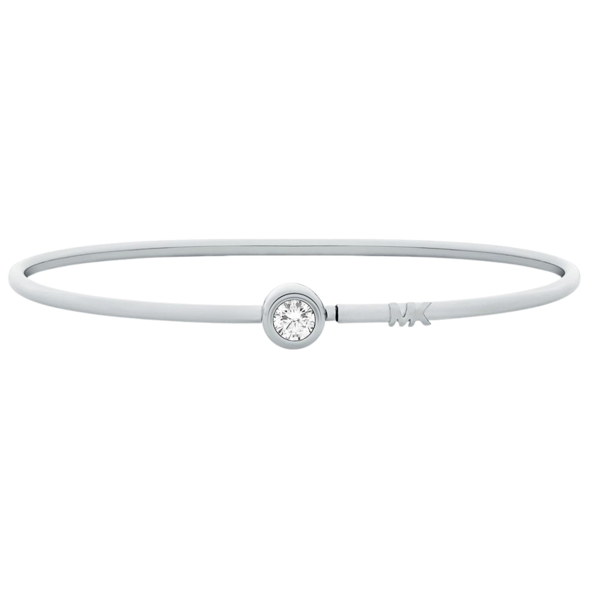 Michael Kors Brilliance Silver Round Stone Ladies Bangle Bracelet MKJ8656040