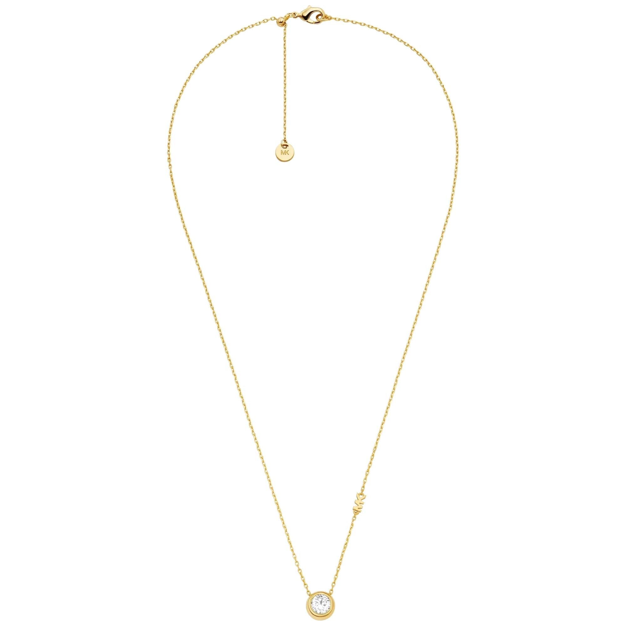 Michael Kors Brilliance Gold Round Stone Pendant Ladies Necklace MKJ8659710
