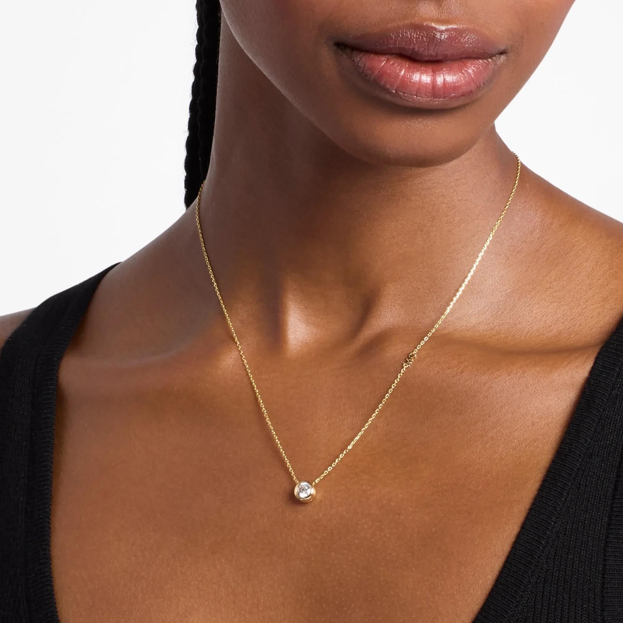 Michael Kors Brilliance Gold Round Stone Pendant Ladies Necklace MKJ8659710