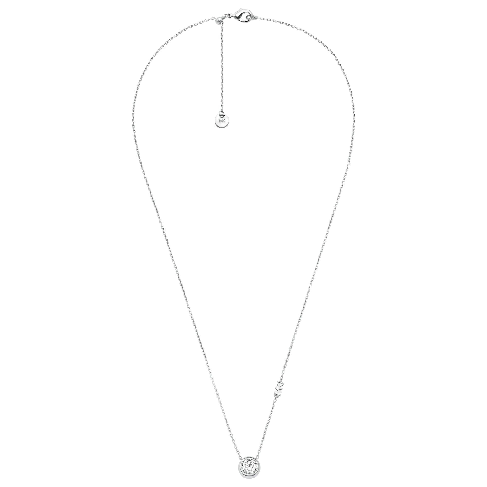 Michael Kors Brilliance Silver Round Stone Pendant Ladies Necklace MKJ8659040