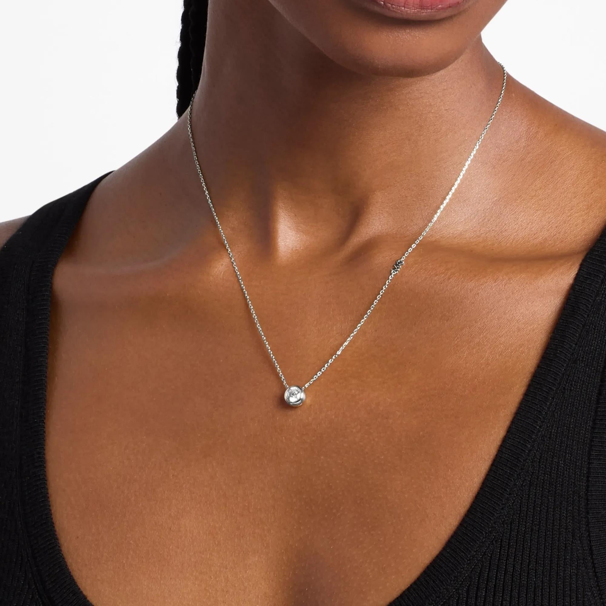 Michael Kors Brilliance Silver Round Stone Pendant Ladies Necklace MKJ8659040
