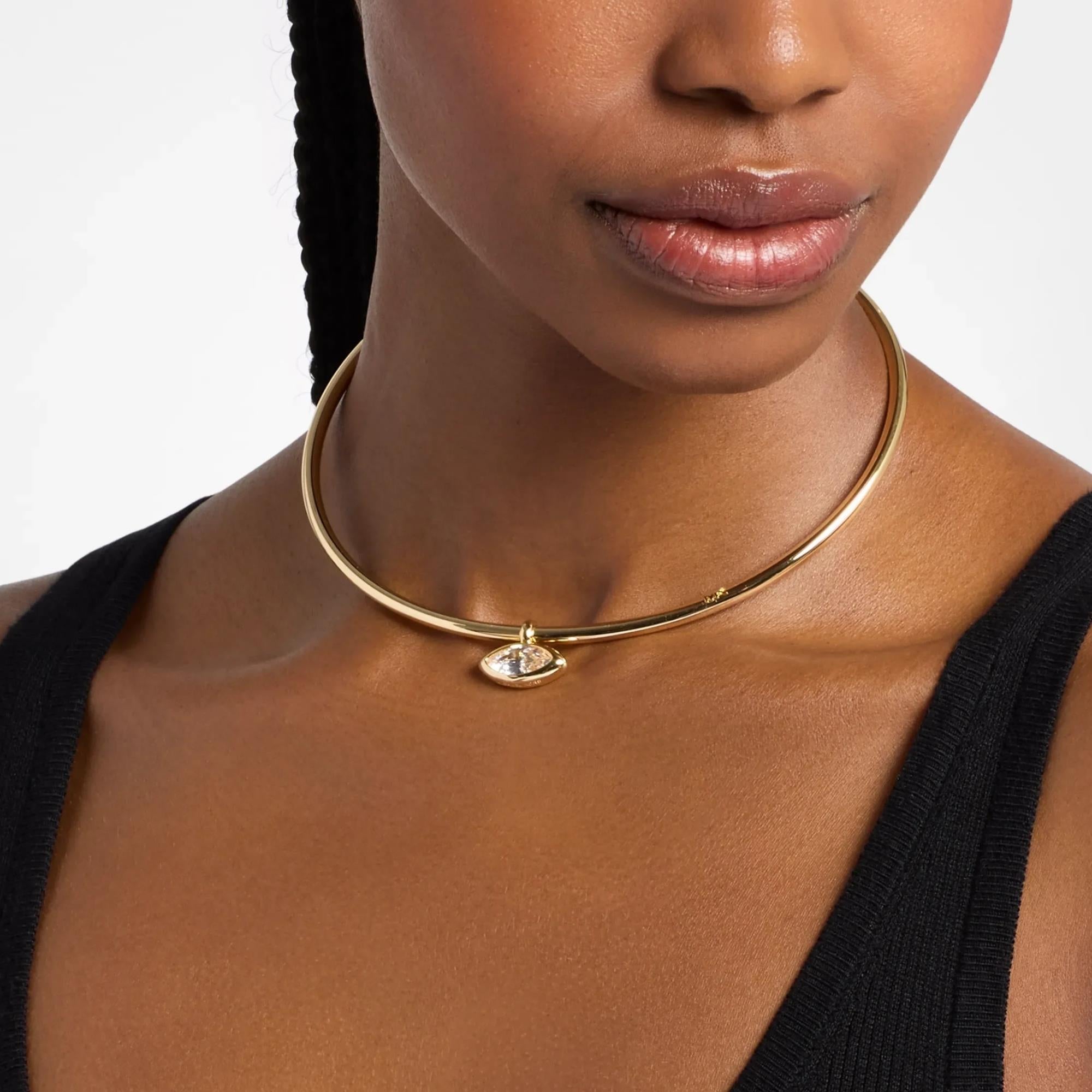 Michael Kors Brilliance Gold Marquise Cut Cubic Zirconia Ladies Collar Necklace MKJ8672710