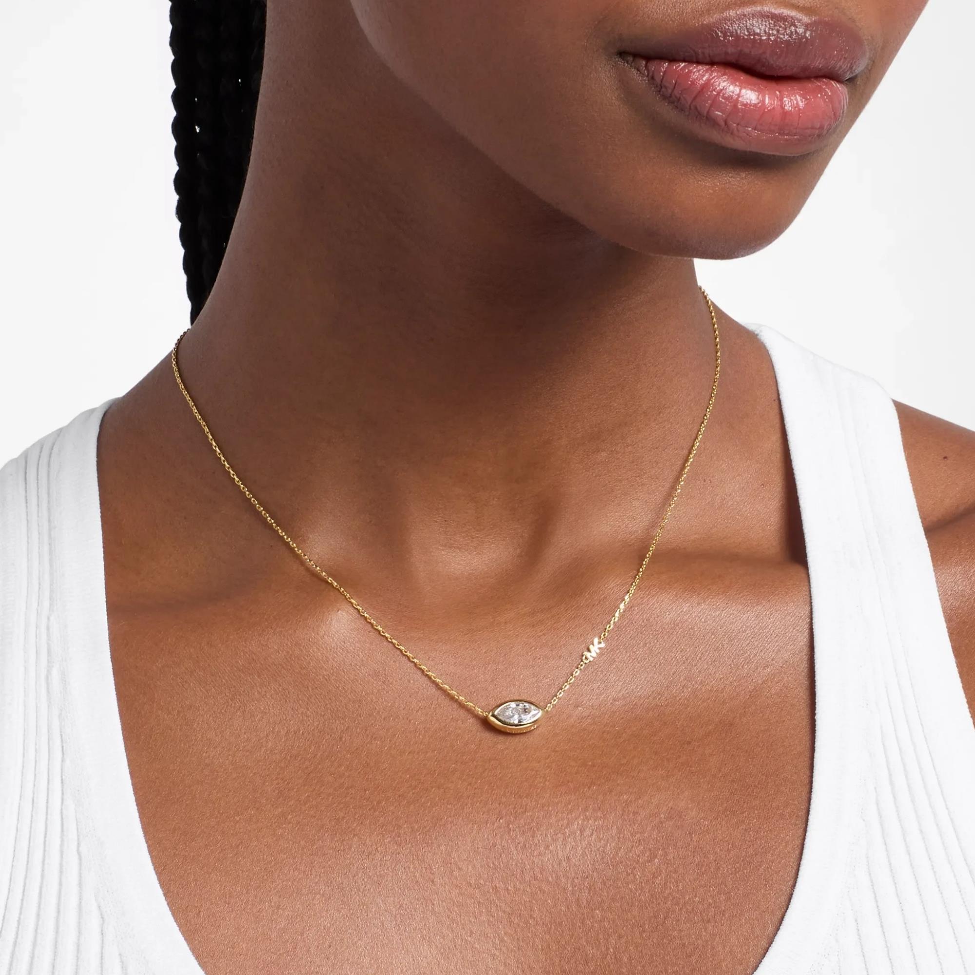 Michael Kors Brilliance Gold Marquise Cubic Zirconia Ladies Pendant Necklace MKJ8676710