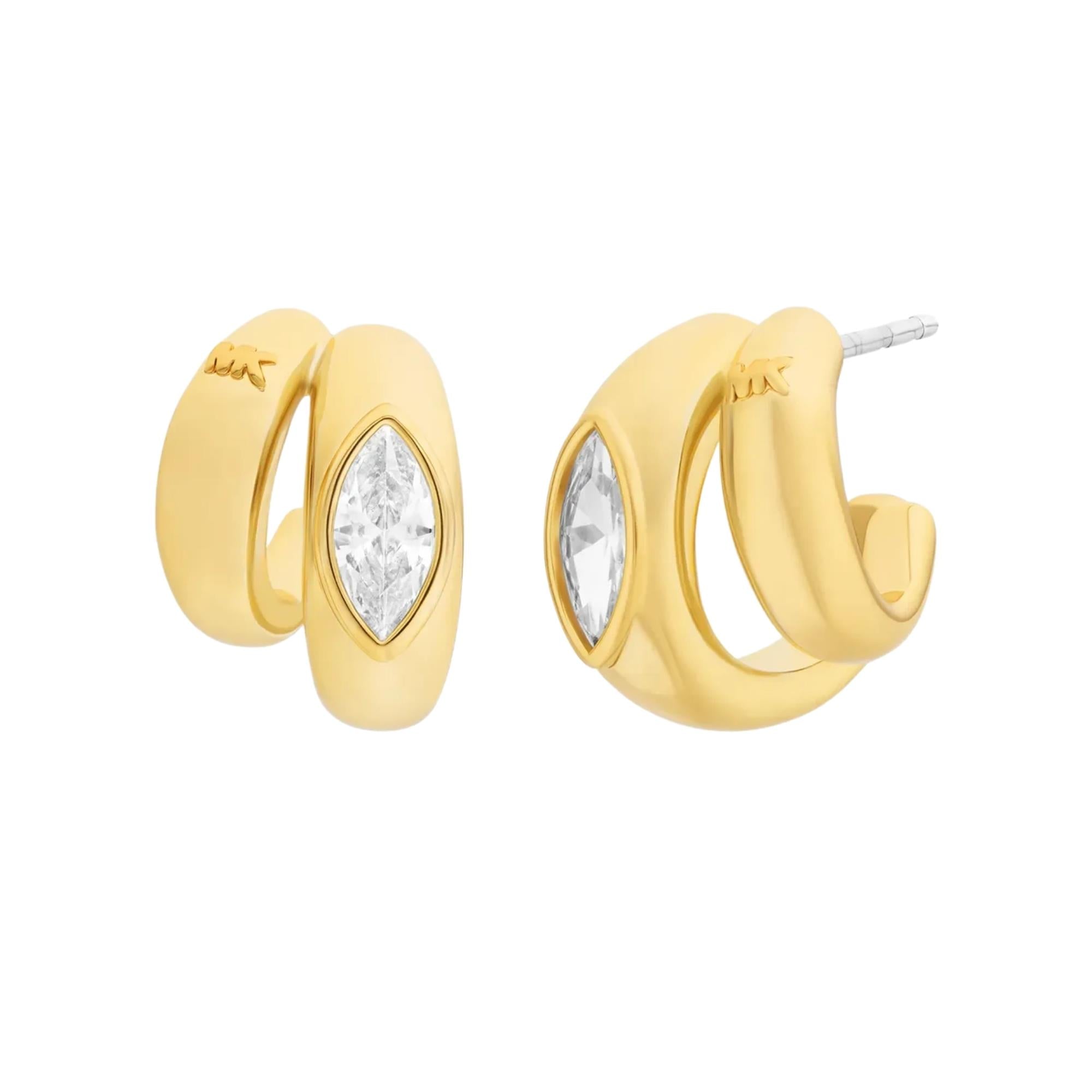 Michael Kors Brilliance Gold Marquise Cubic Zirconia Ladies Double Hoop Earrings MKJ8678710