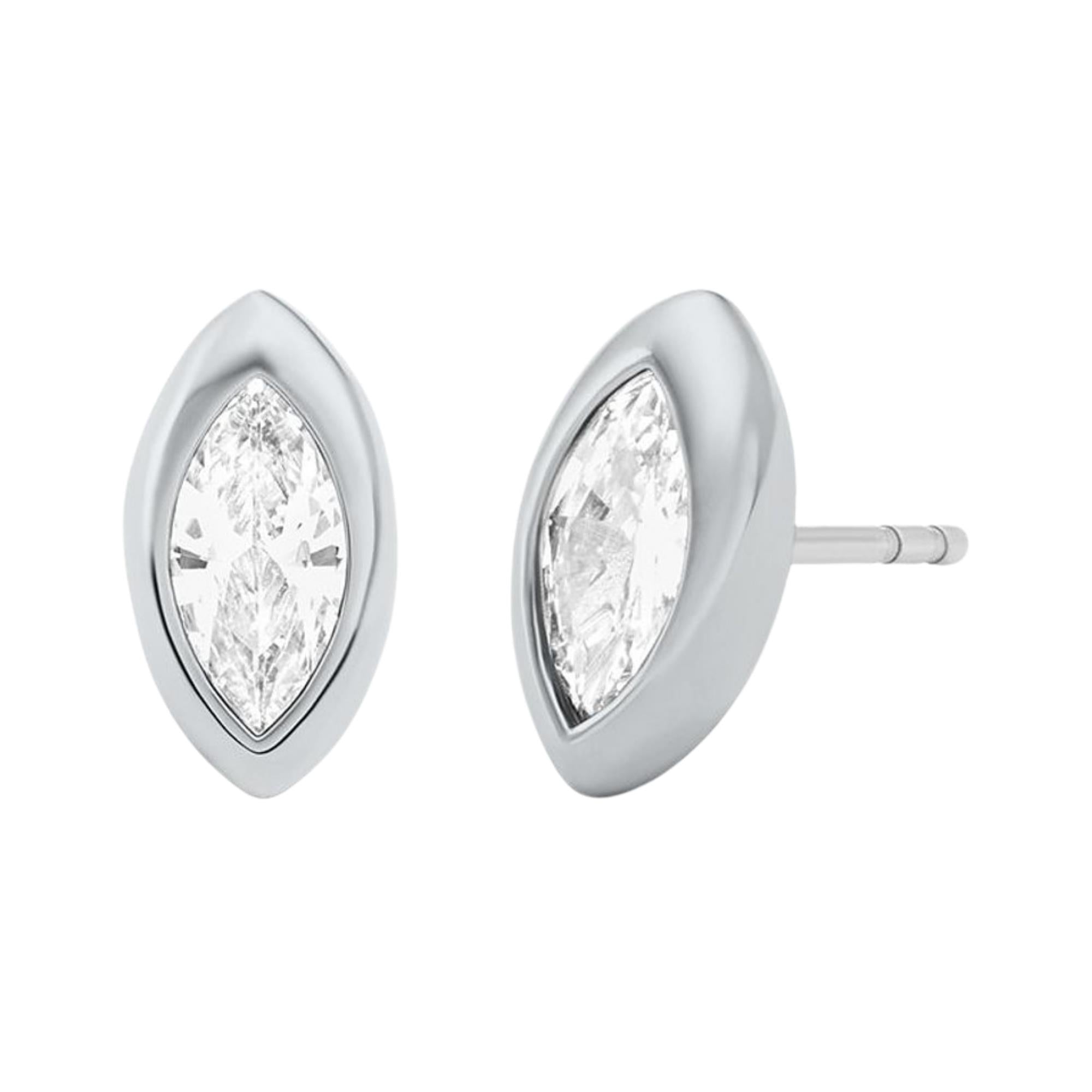 Michael Kors Brilliance Silver Marquise Cubic Zirconia Ladies Stud Earrings MKJ8677040