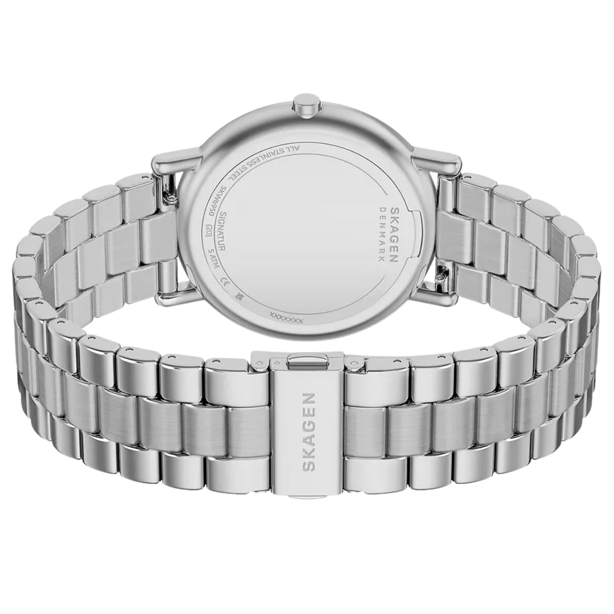 Skagen Signatur 40mm Silver Dial Steel Mens Quartz Watch SKW6950