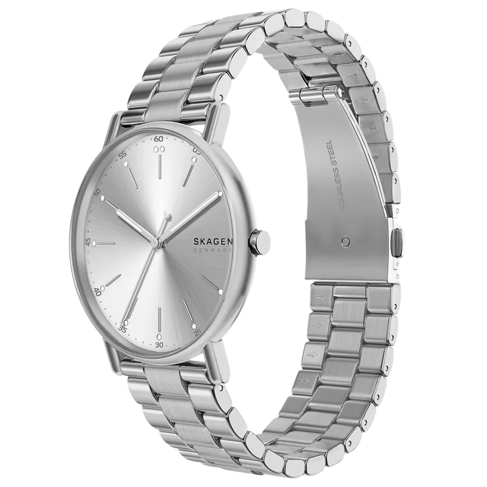 Skagen Signatur 40mm Silver Dial Steel Mens Quartz Watch SKW6950