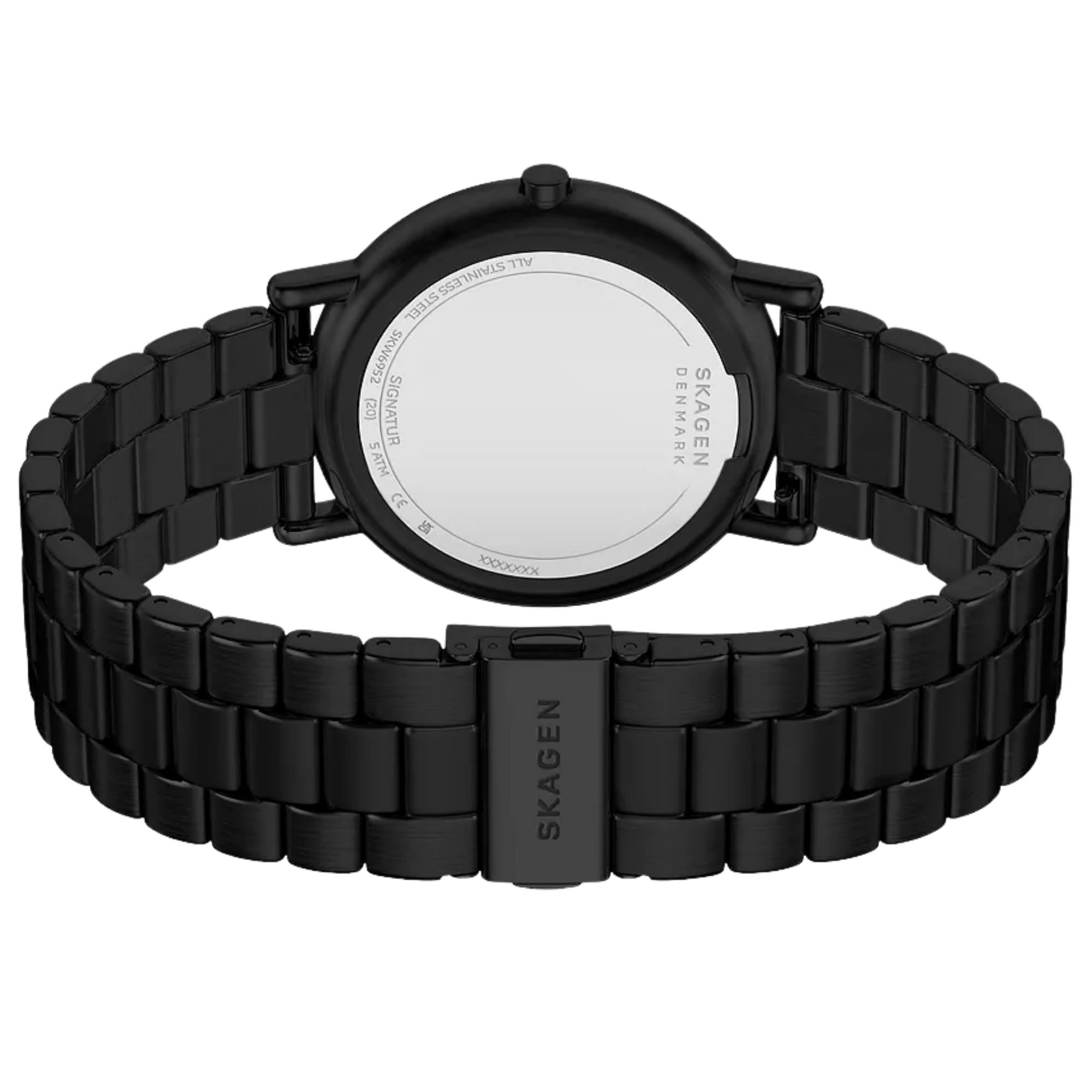 Skagen Signatur 40mm Black Dial Steel Mens Quartz Watch SKW6952