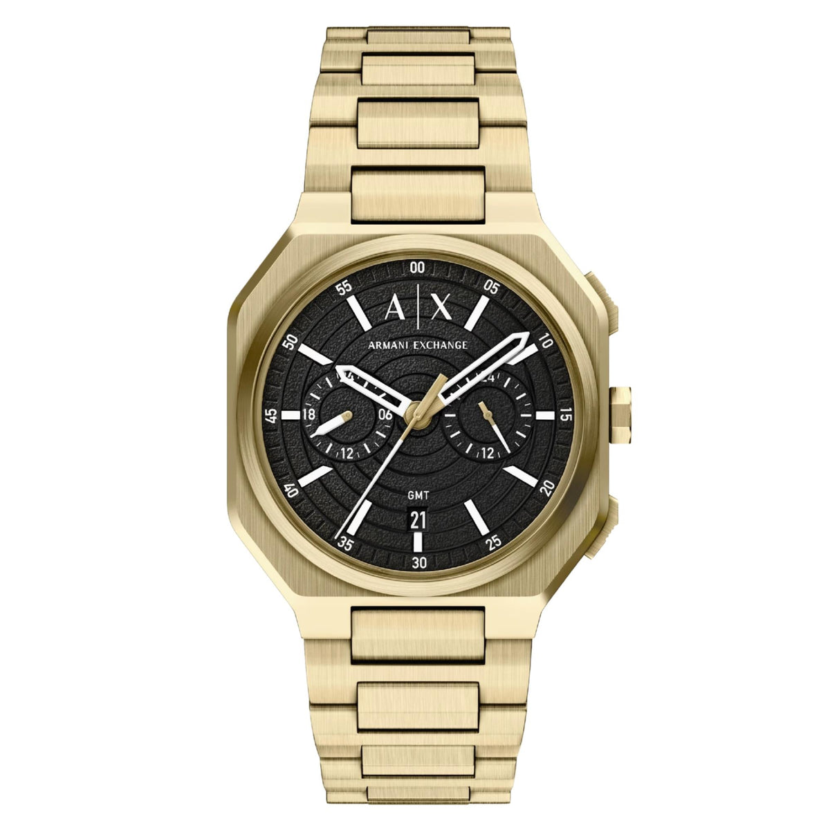 Armani Exchange Bass 40mm Dual-Time Black Dial Steel Mens Quartz Watch AX1476