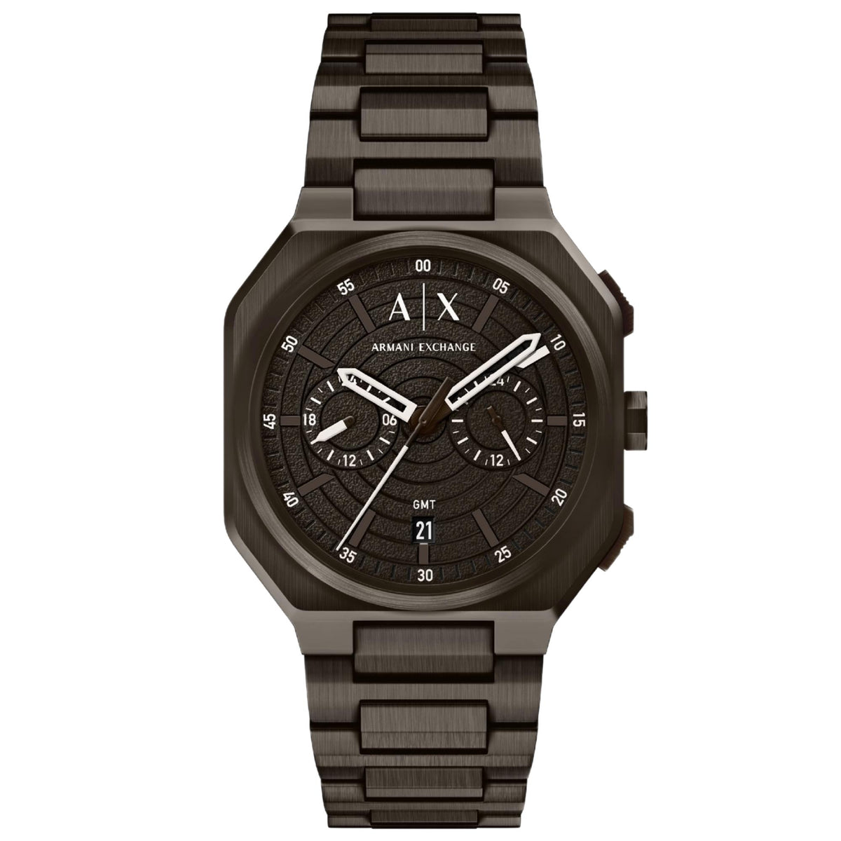 Armani Exchange Bass 40mm Dual-Time Black Dial Steel Mens Quartz Watch AX1479