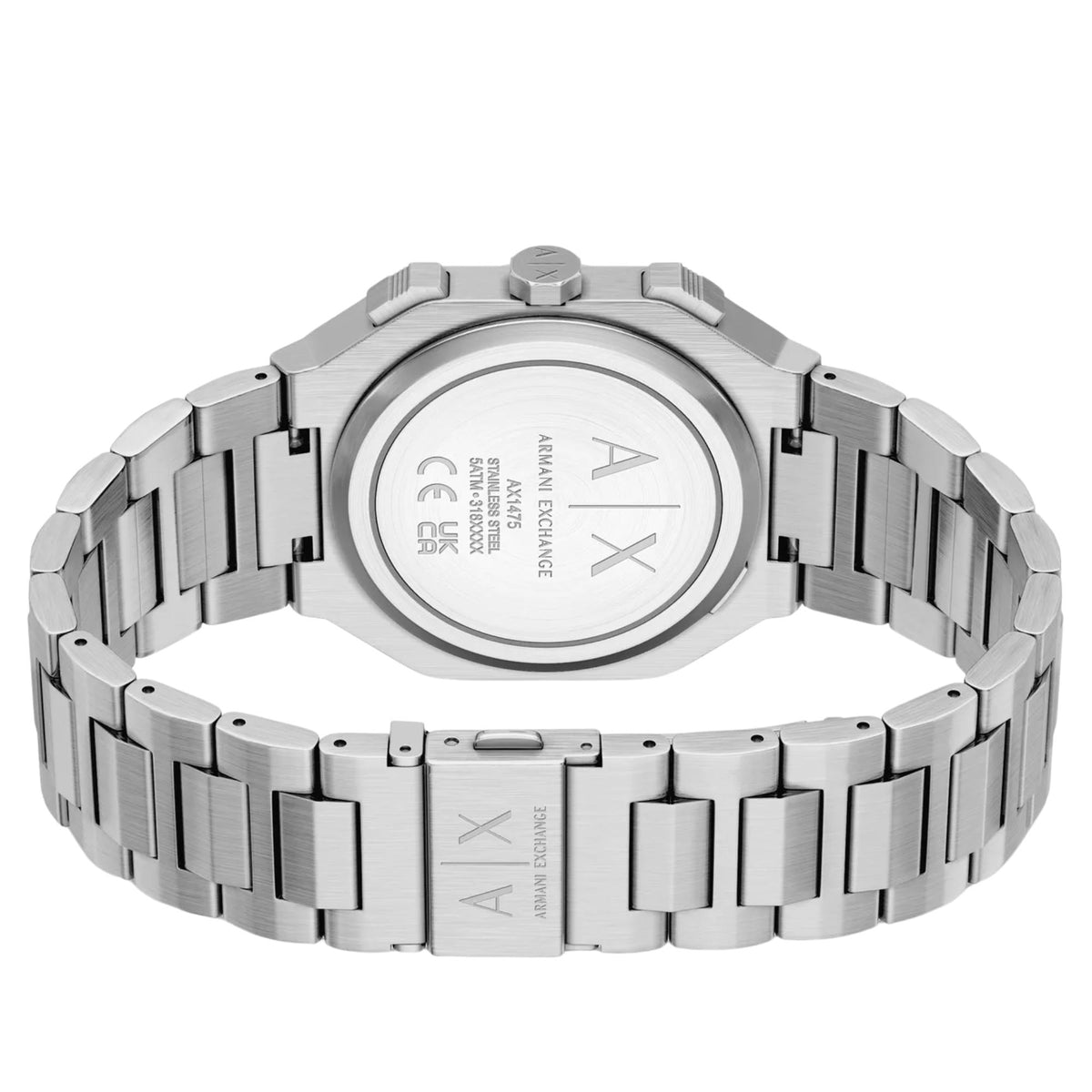 Armani Exchange Bass 40mm Dual-Time Black Dial Steel Mens Quartz Watch AX1475