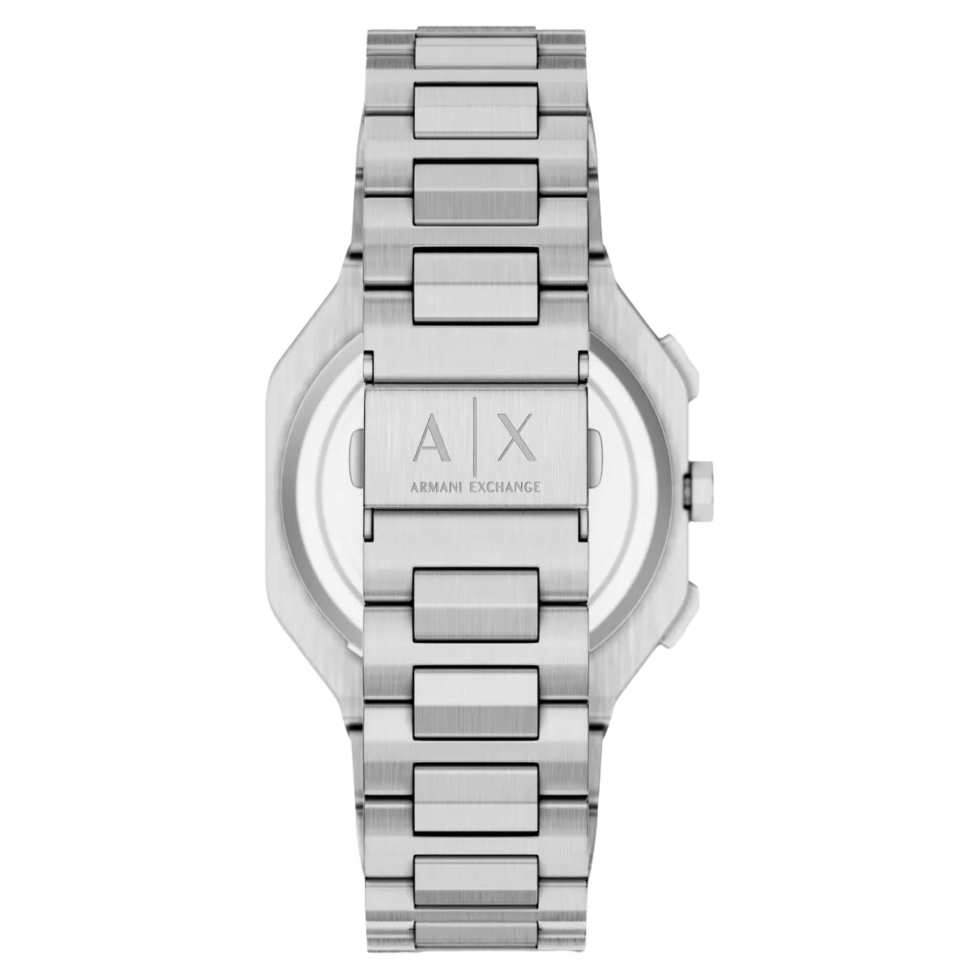Armani Exchange Bass 40mm Dual-Time Black Dial Steel Mens Quartz Watch AX1475