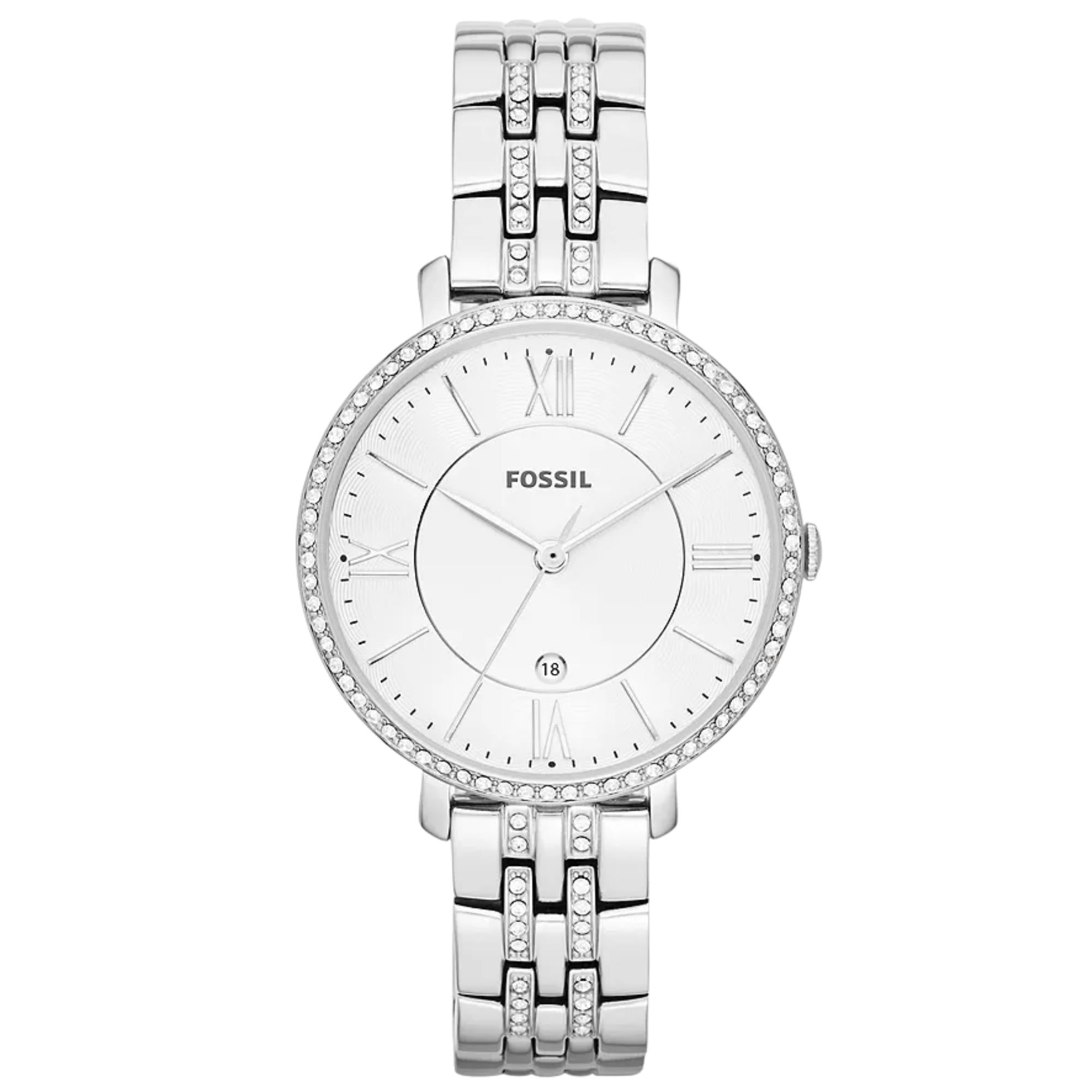 Fossil Jacqueline 36mm Silver Dial Steel Ladies Quartz Watch ES3545