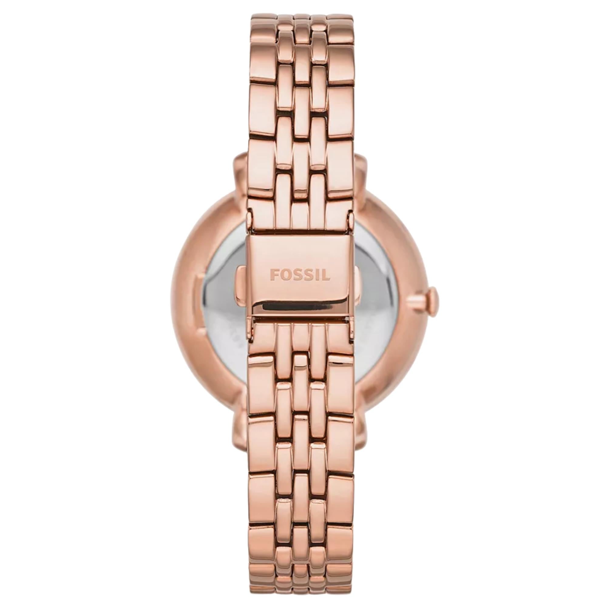 Fossil Jacqueline 36mm Rose Gold Dial Steel Ladies Quartz Watch ES3546