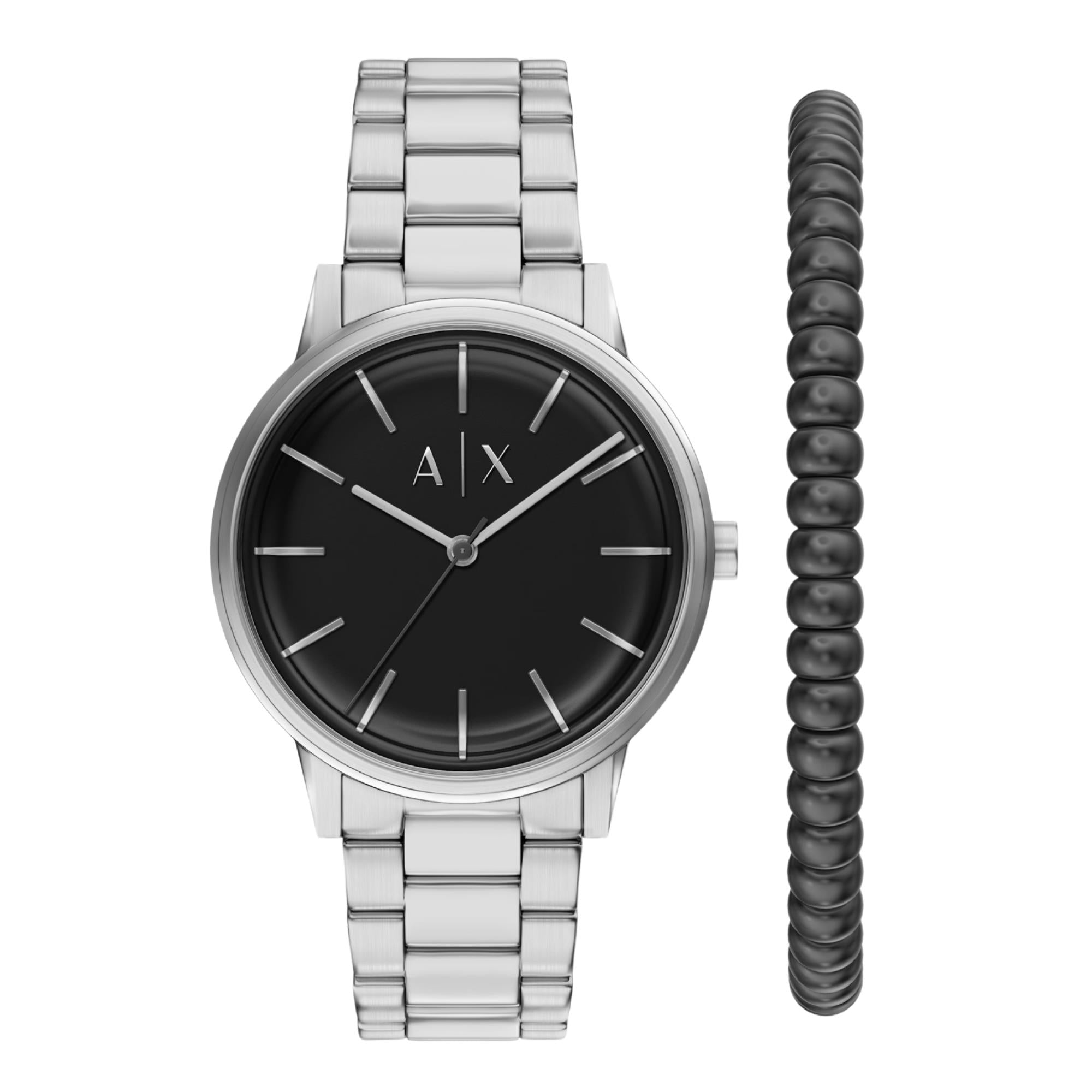 Armani Exchange Cayde 42mm Black Dial Steel Mens Quartz Watch AX7182SET