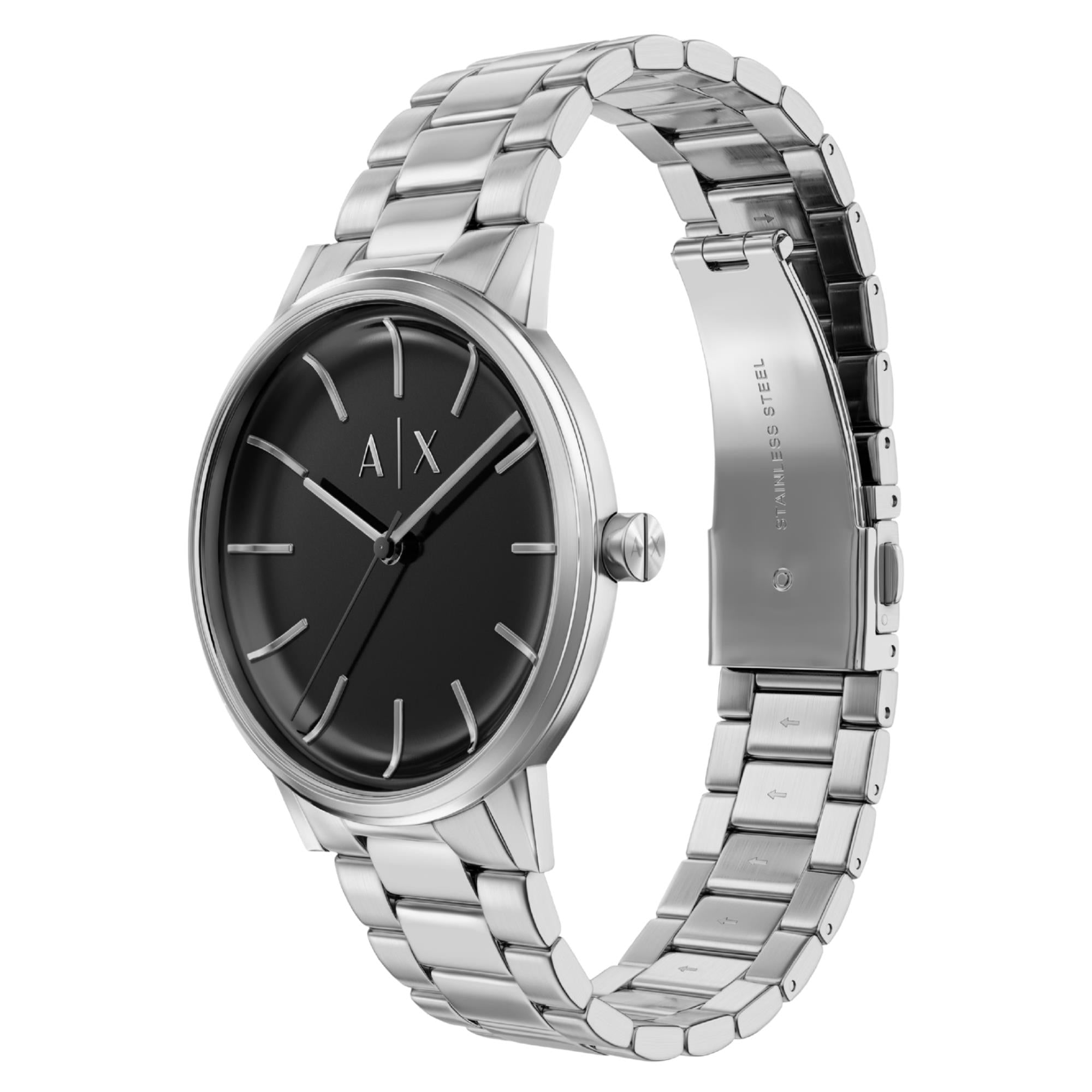 Armani Exchange Cayde 42mm Black Dial Steel Mens Quartz Watch AX7182SET