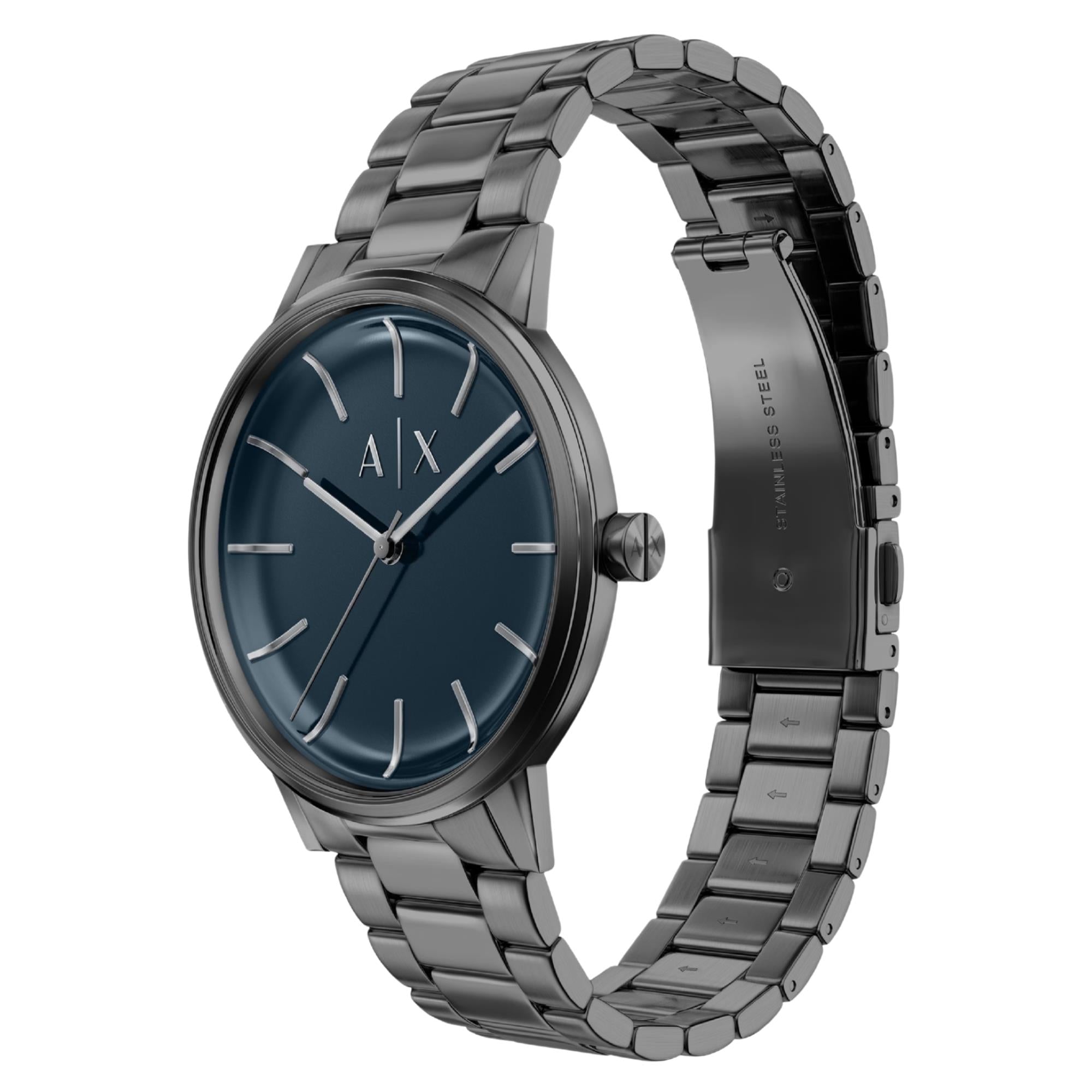 Armani Exchange Cayde 42mm Blue Dial Steel Mens Quartz Watch AX7183SET