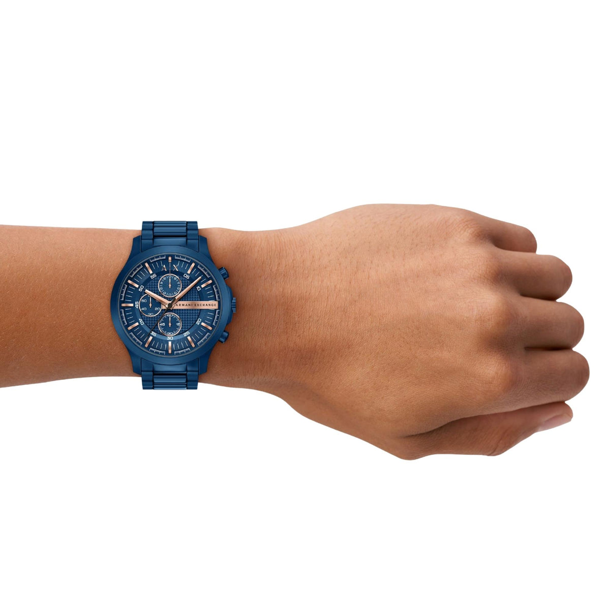 Armani Exchange Hampton 46mm Chronograph Blue Dial Steel Mens Quartz Watch AX2468