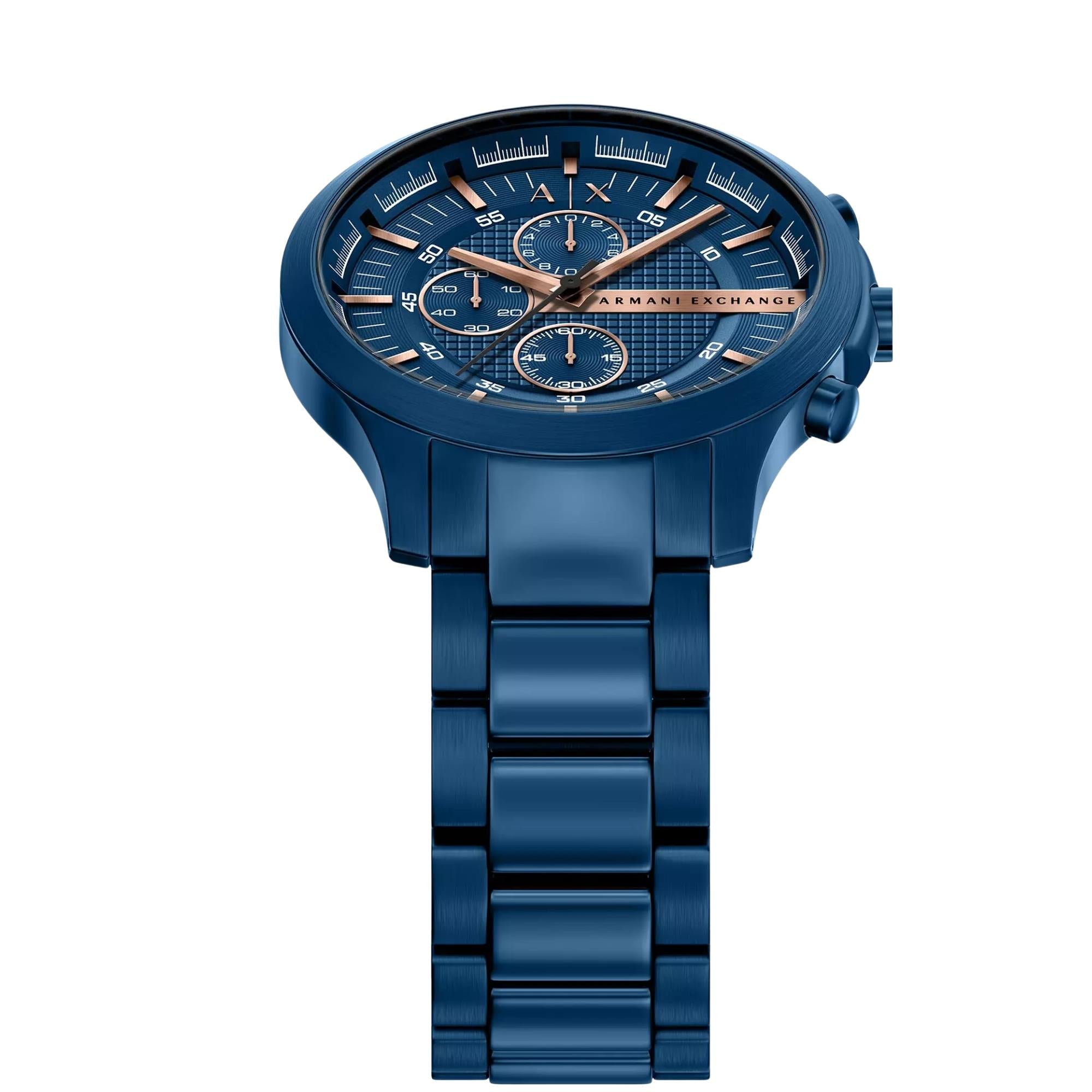 Armani Exchange Hampton 46mm Chronograph Blue Dial Steel Mens Quartz Watch AX2468