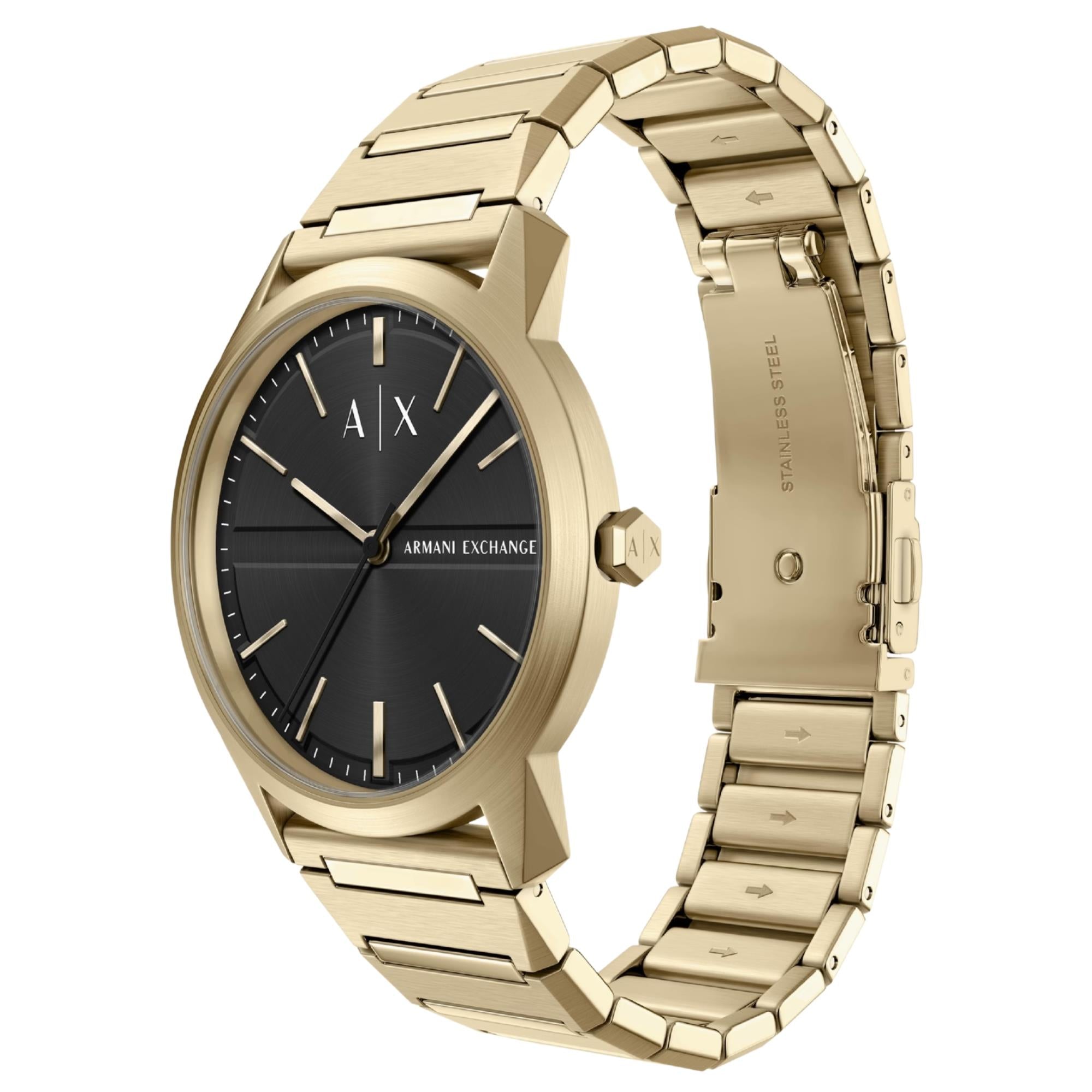 Armani Exchange Lexon 42mm Black Dial Steel Mens Quartz Watch AX2650