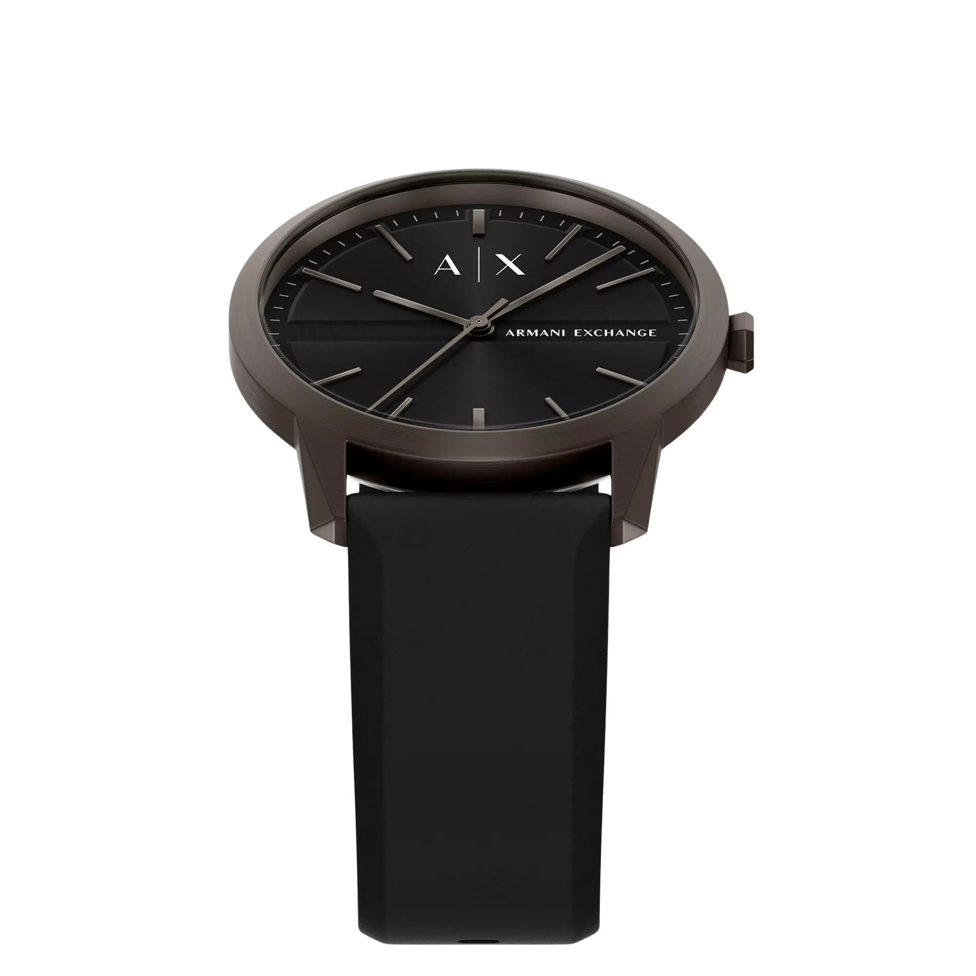 Armani Exchange Lexon 42mm Black Dial Silicone Mens Quartz Watch AX2652