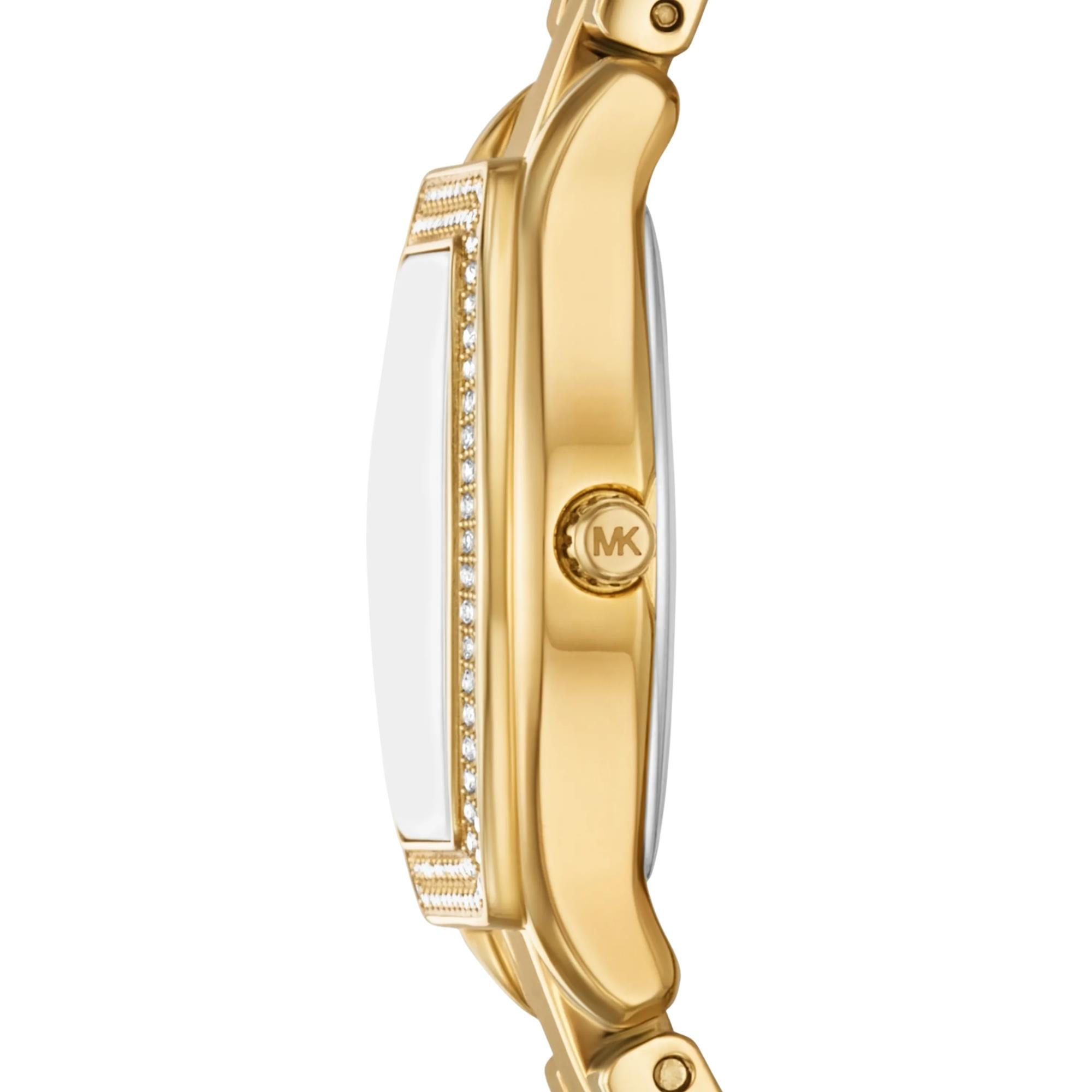 Michael Kors Petite Chelsea Pavé 25mm Gold Dial Steel Ladies Quartz Watch MK7618