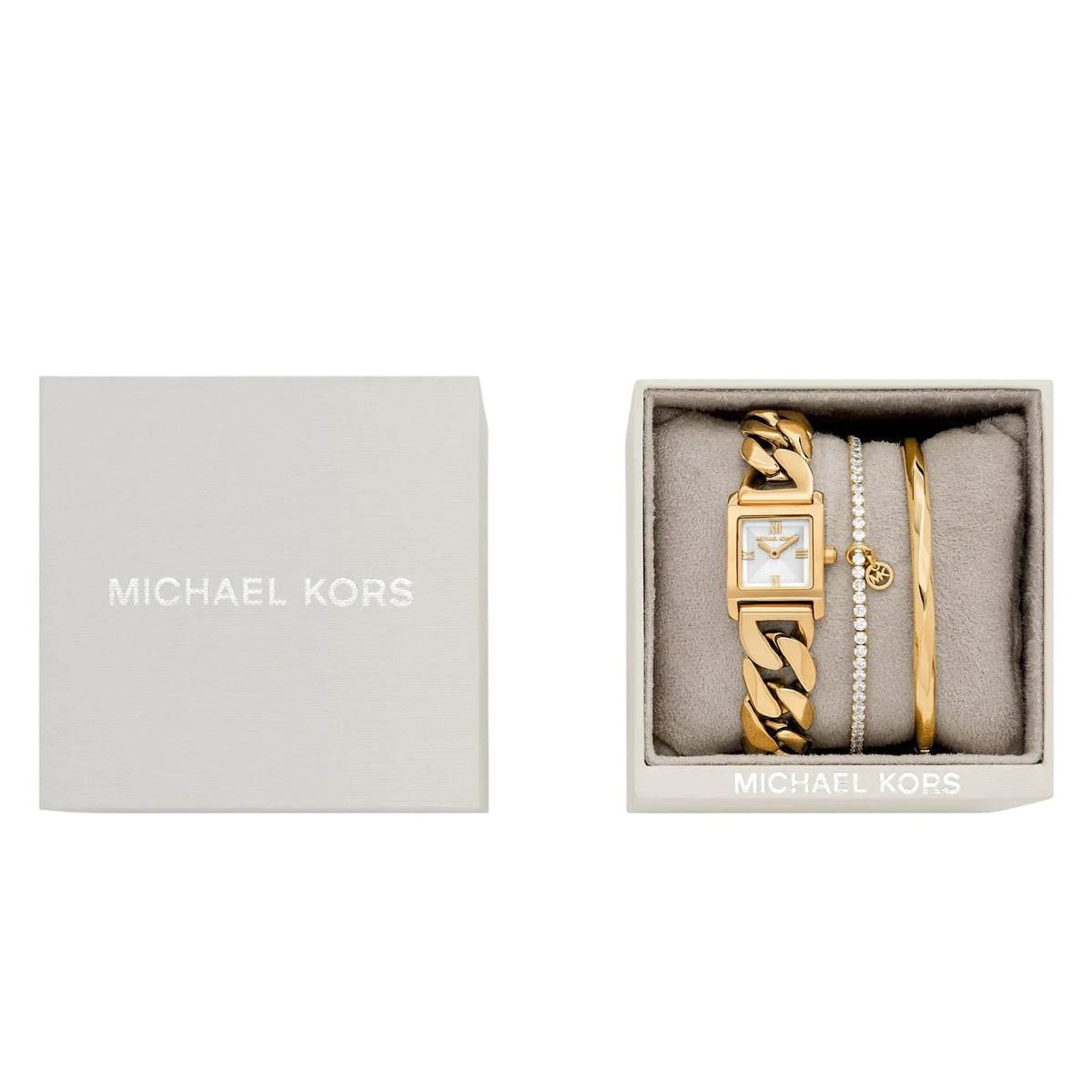 Michael Kors Georgie 19mm Silver Dial Steel Ladies Quartz Watch MK7655SET