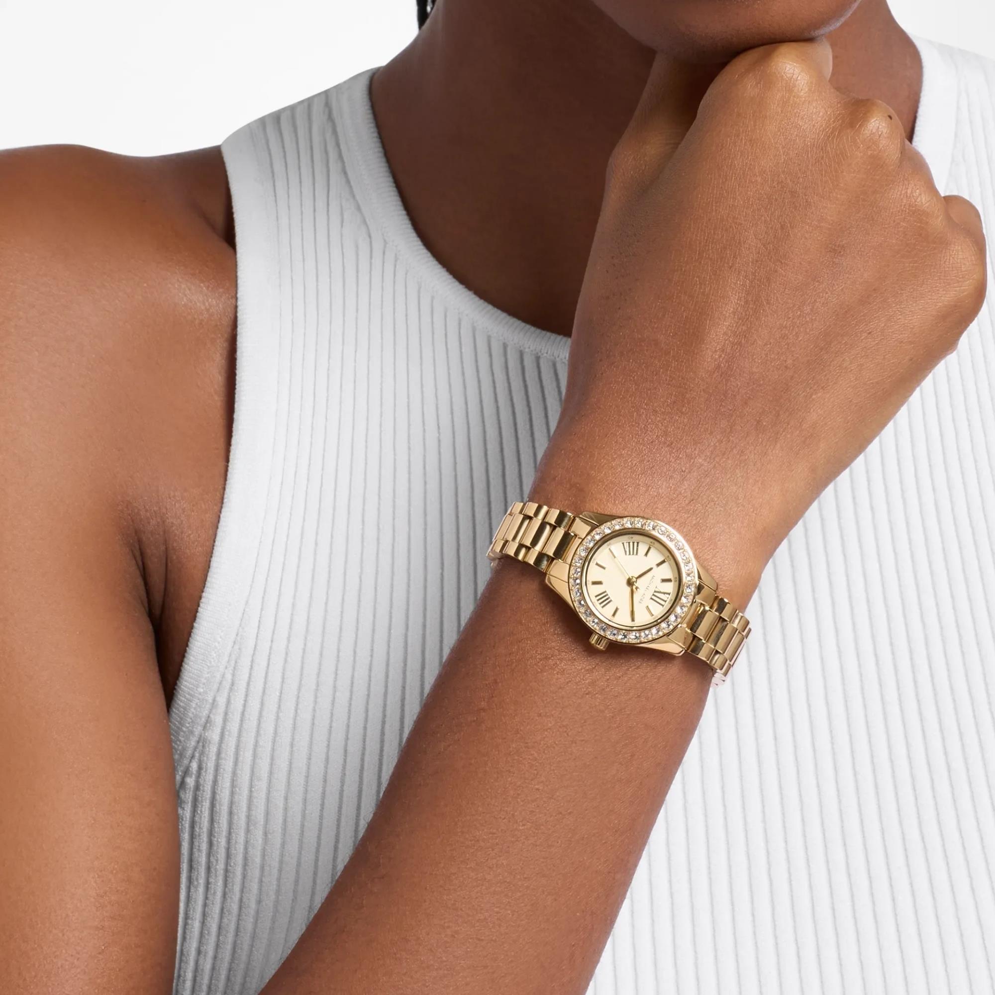 Michael Kors Lexington 26mm Gold Dial Steel Ladies Quartz Watch MK7659SET