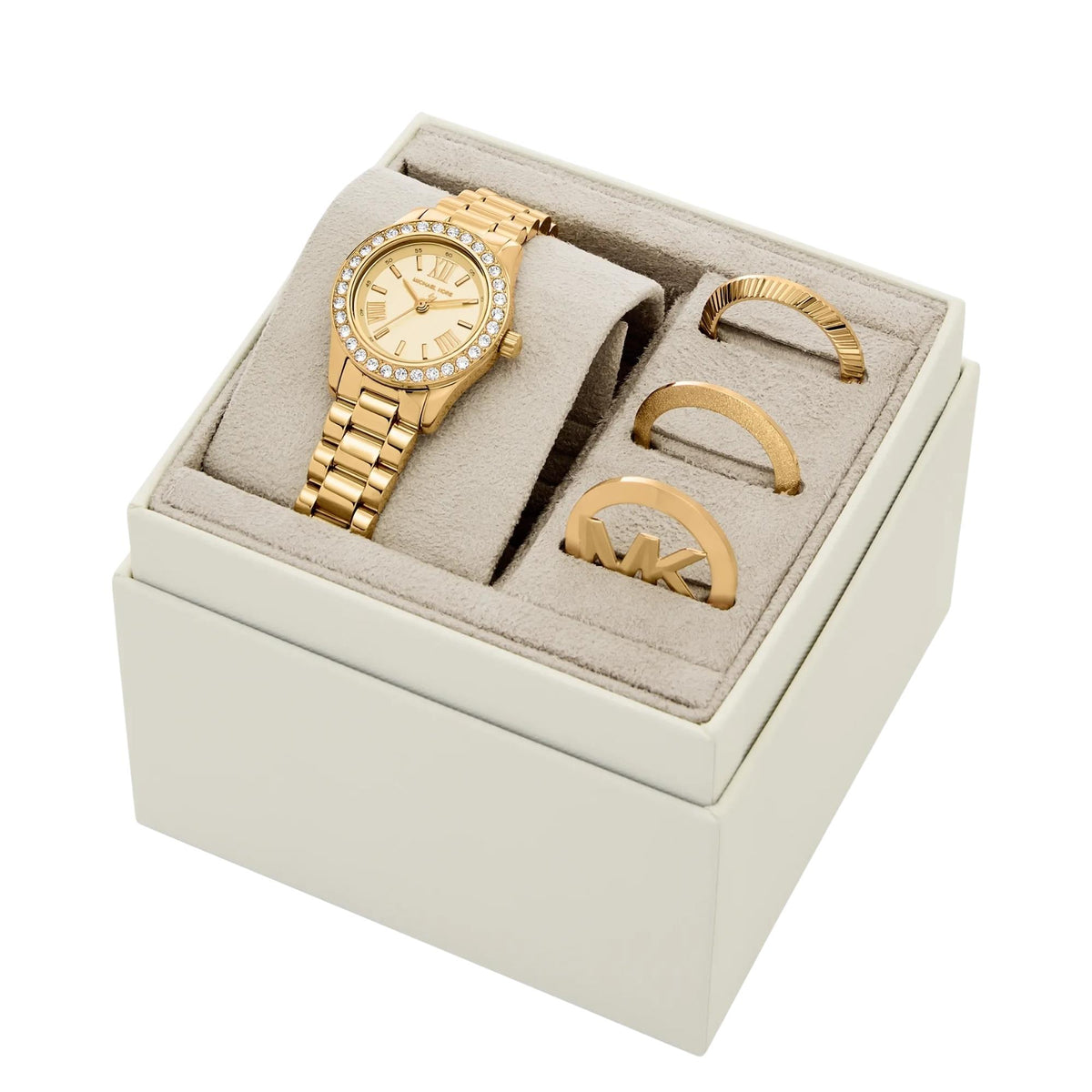 Michael Kors Lexington 26mm Gold Dial Steel Ladies Quartz Watch MK7659SET