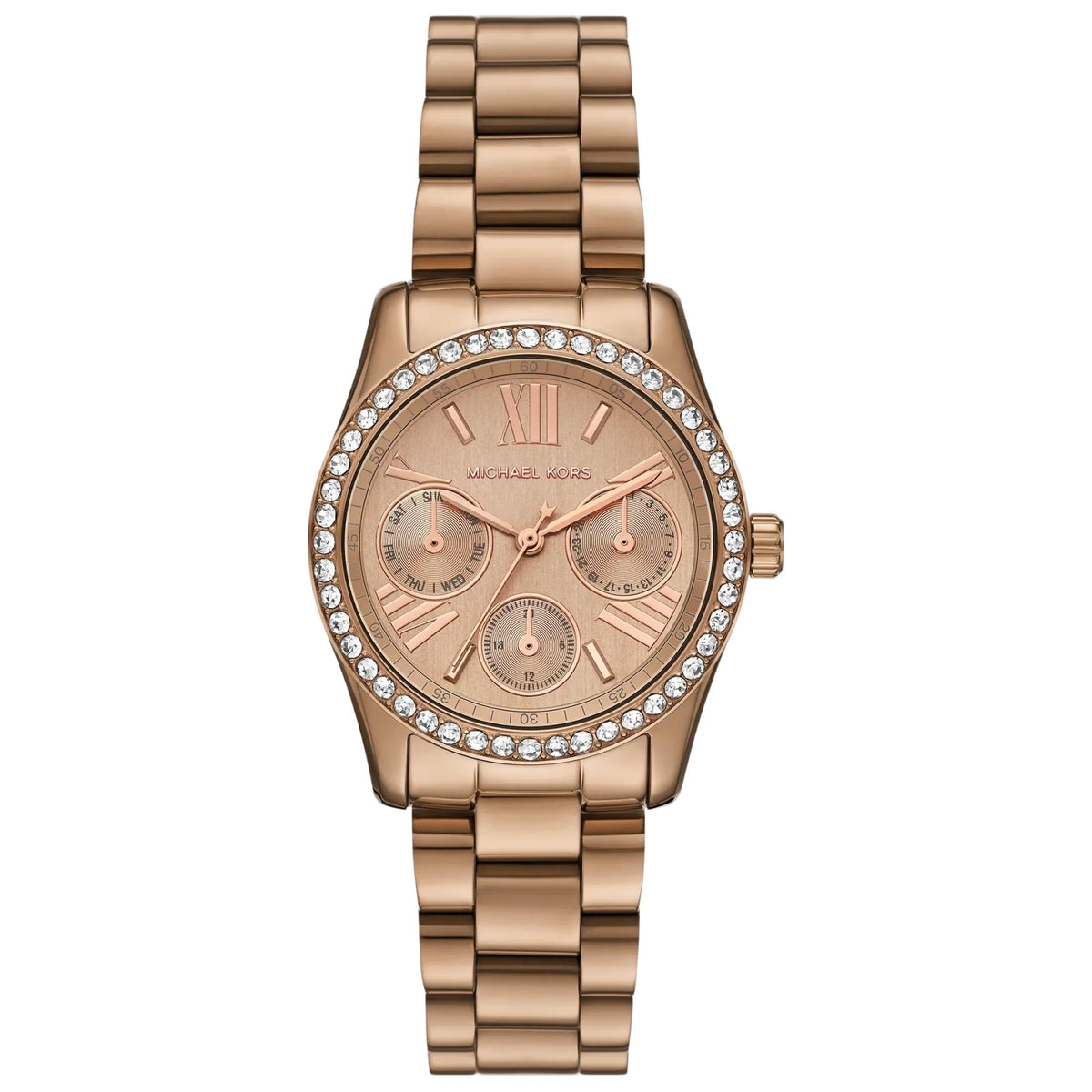 Michael Kors Lexington Pavé 33mm Beige Gold Dial Steel Ladies Quartz Watch MK7631
