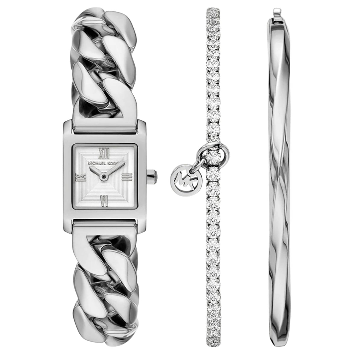 Michael Kors Georgie 19mm Silver Dial Steel Ladies Quartz Watch MK7657SET