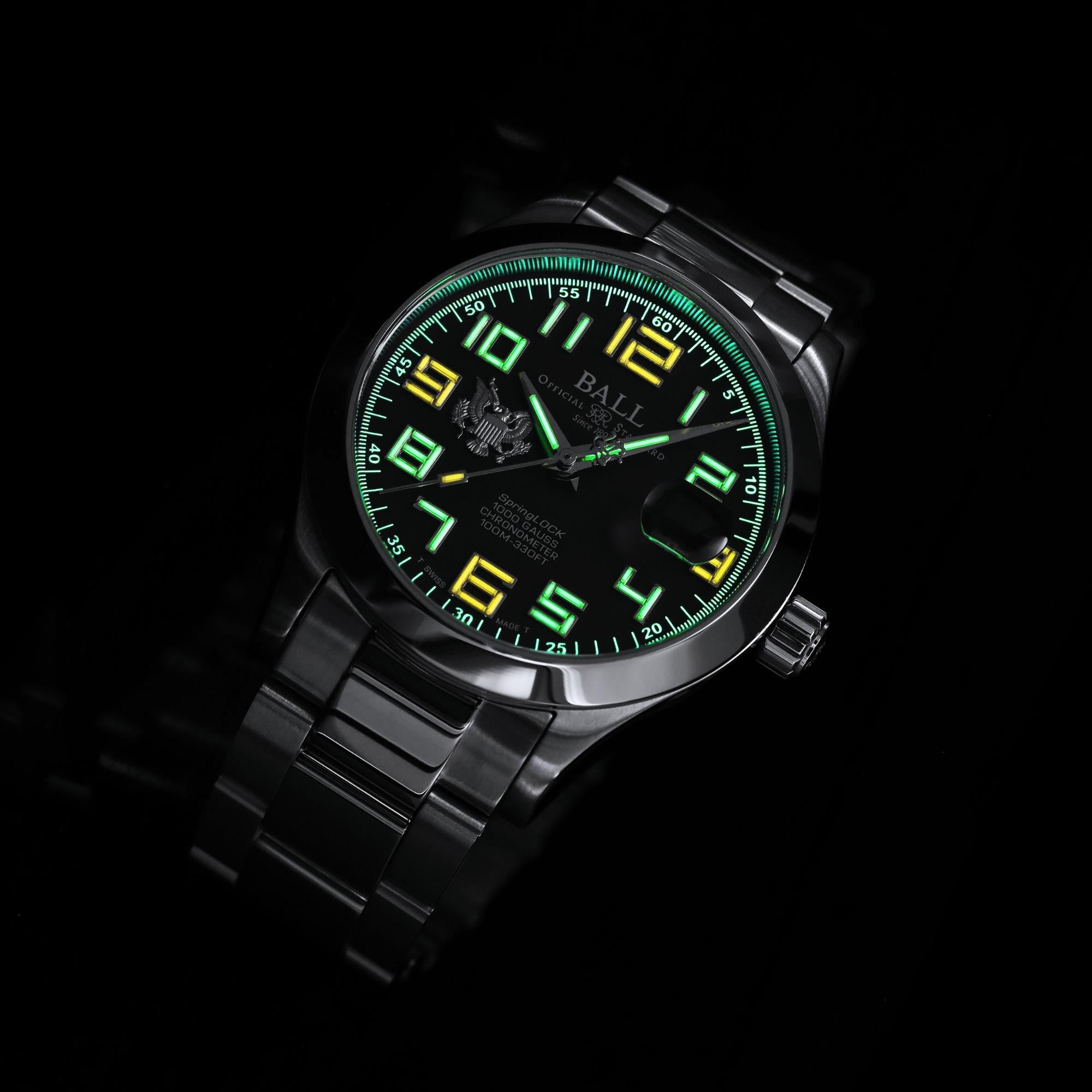 BALL Engineer III 'Army' 40mm Limited Edition Black Dial Steel Mens Automatic Watch NM3000C-S11C-BK