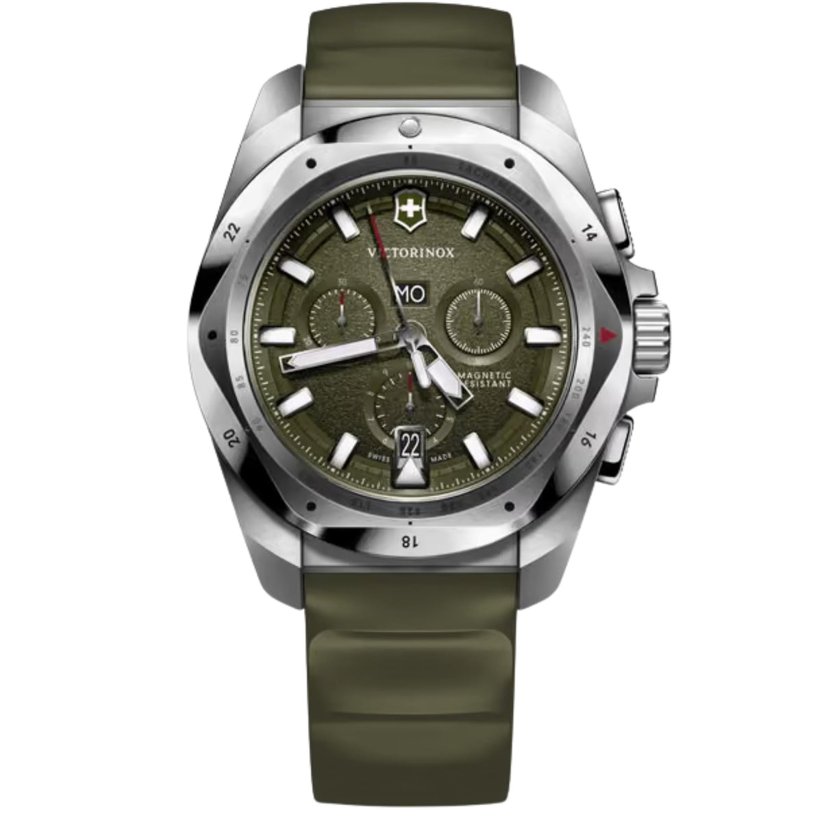 Victorinox I.N.O.X. 43mm Green Dial Rubber Mens Quartz Watch 242081