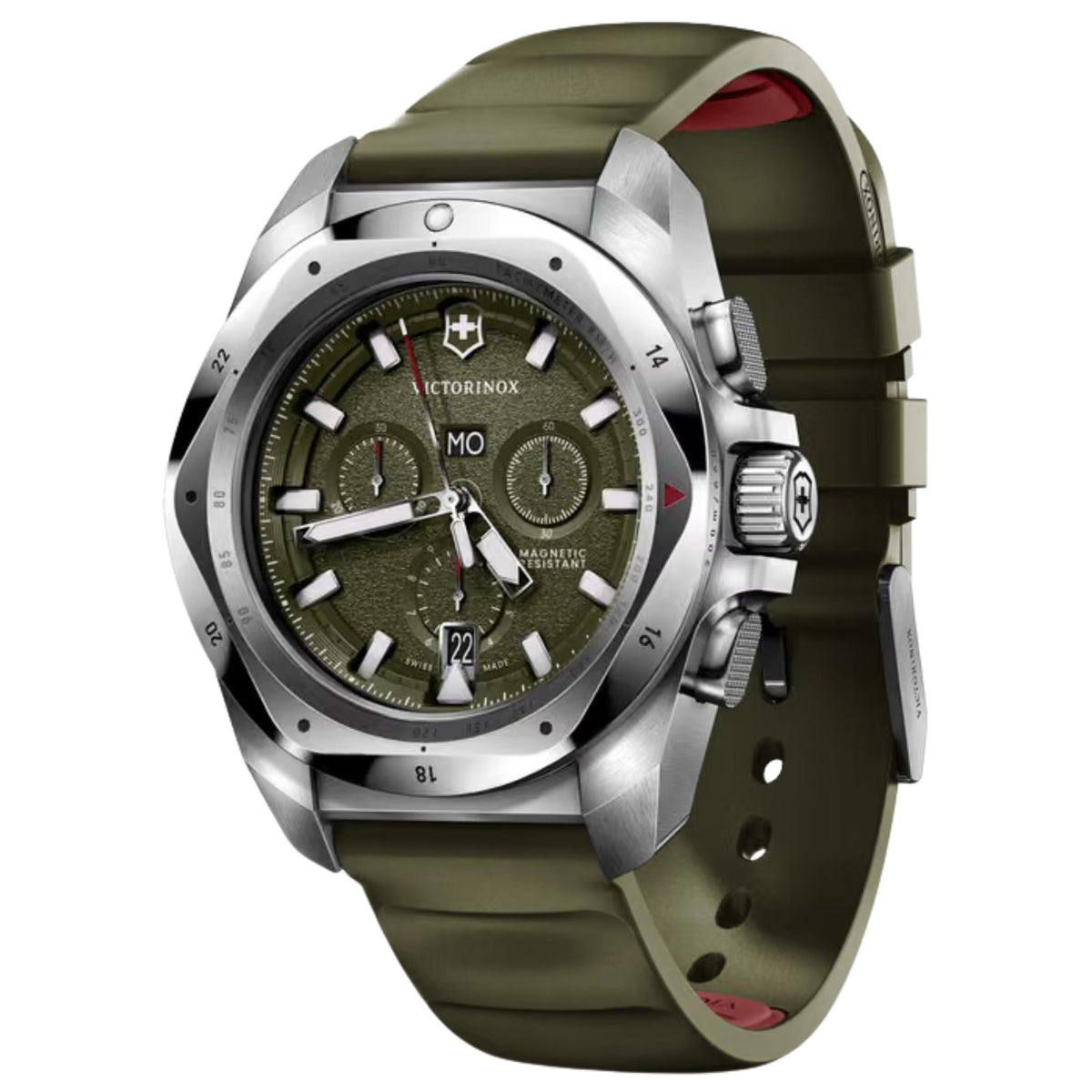 Victorinox I.N.O.X. 43mm Green Dial Rubber Mens Quartz Watch 242081