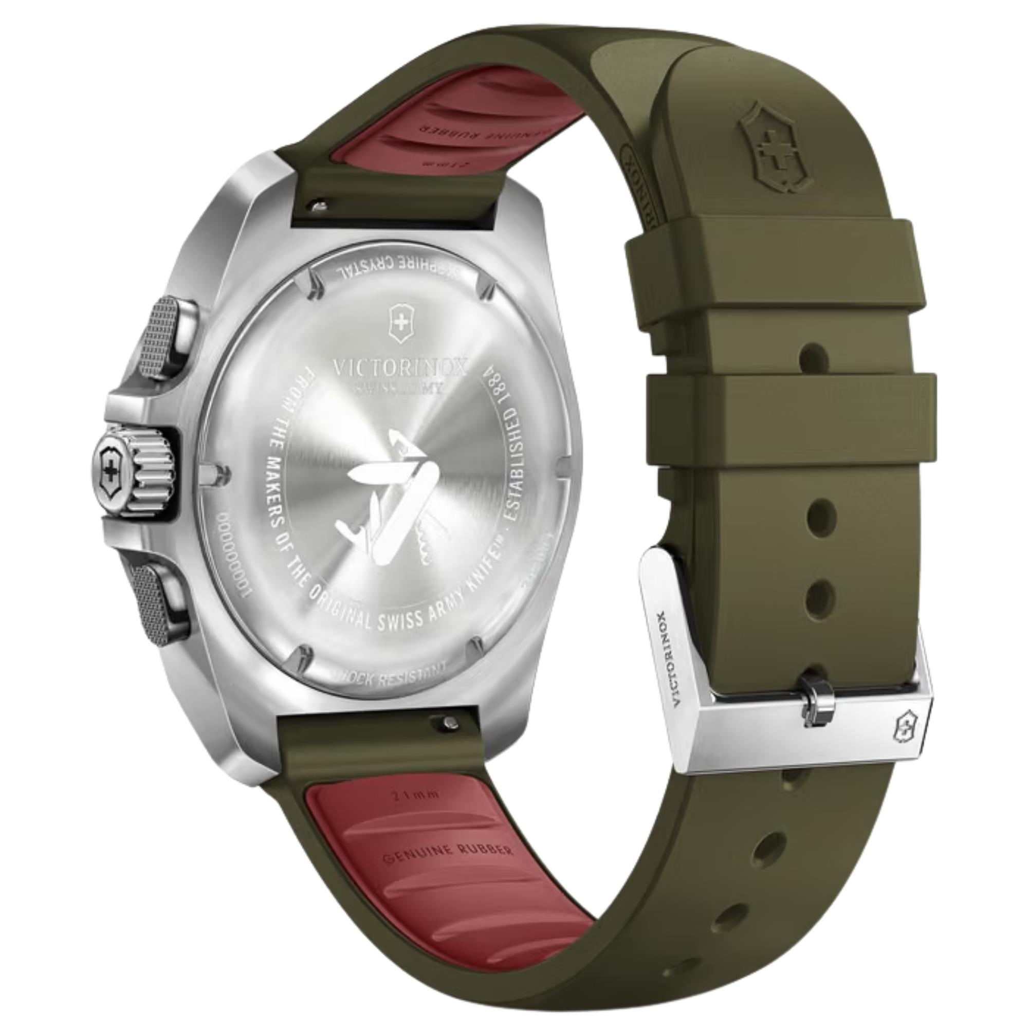 Victorinox I.N.O.X. 43mm Green Dial Rubber Mens Quartz Watch 242081