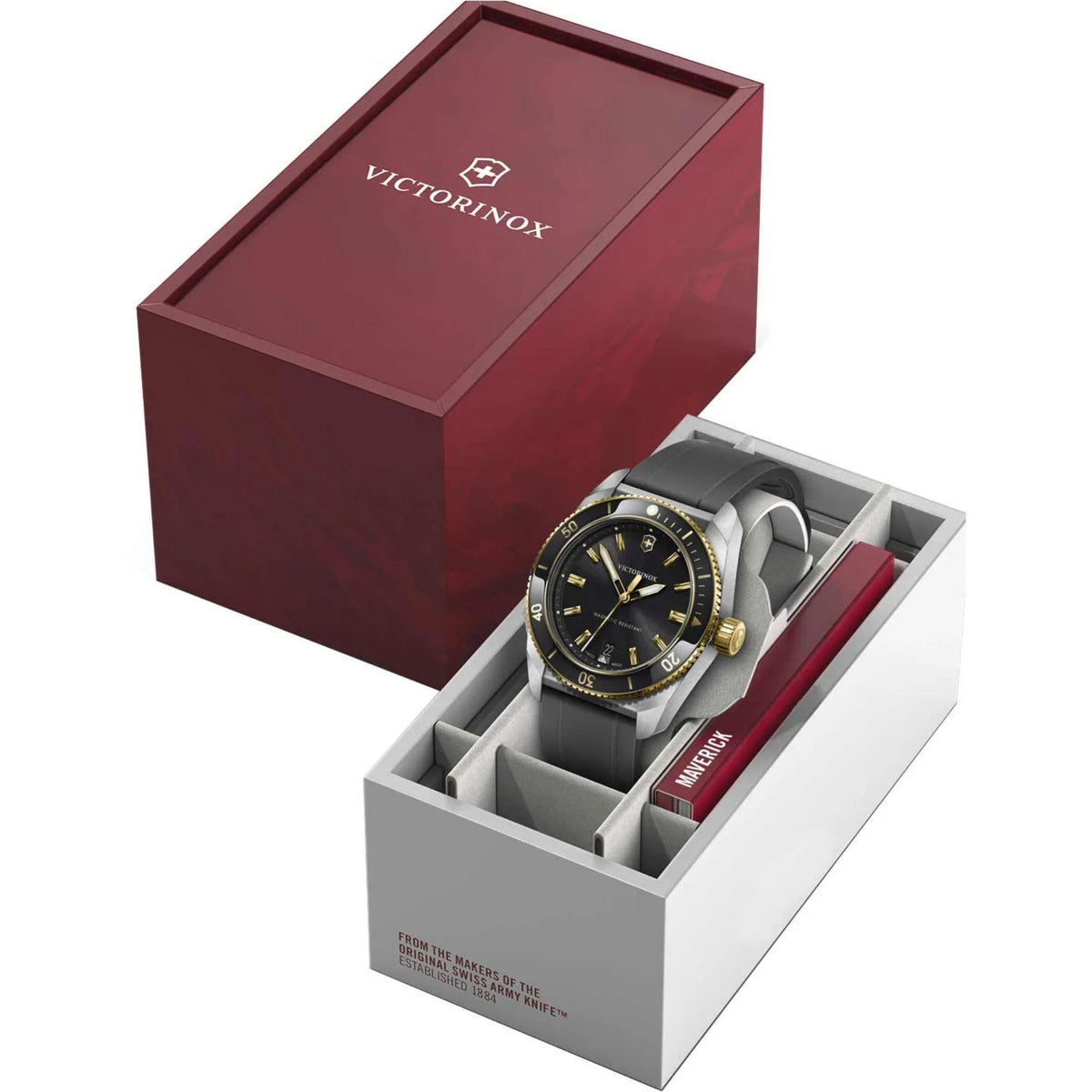 Victorinox Maverick 39mm Black Dial Rubber Mens Quartz Watch 242099