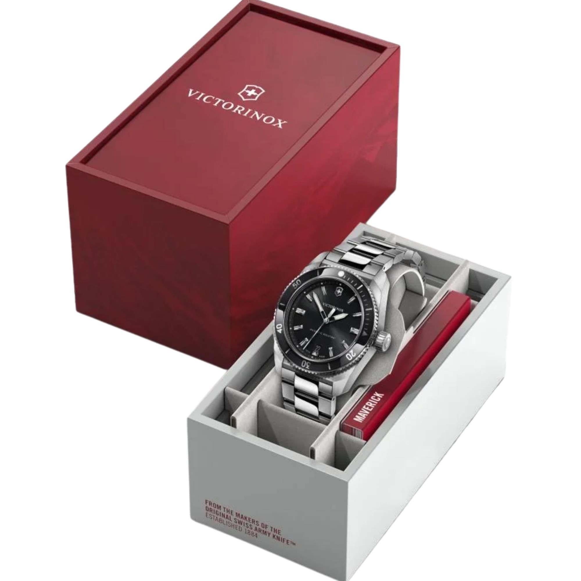 Victorinox Maverick 39mm Black Dial Steel Mens Quartz Watch 242097