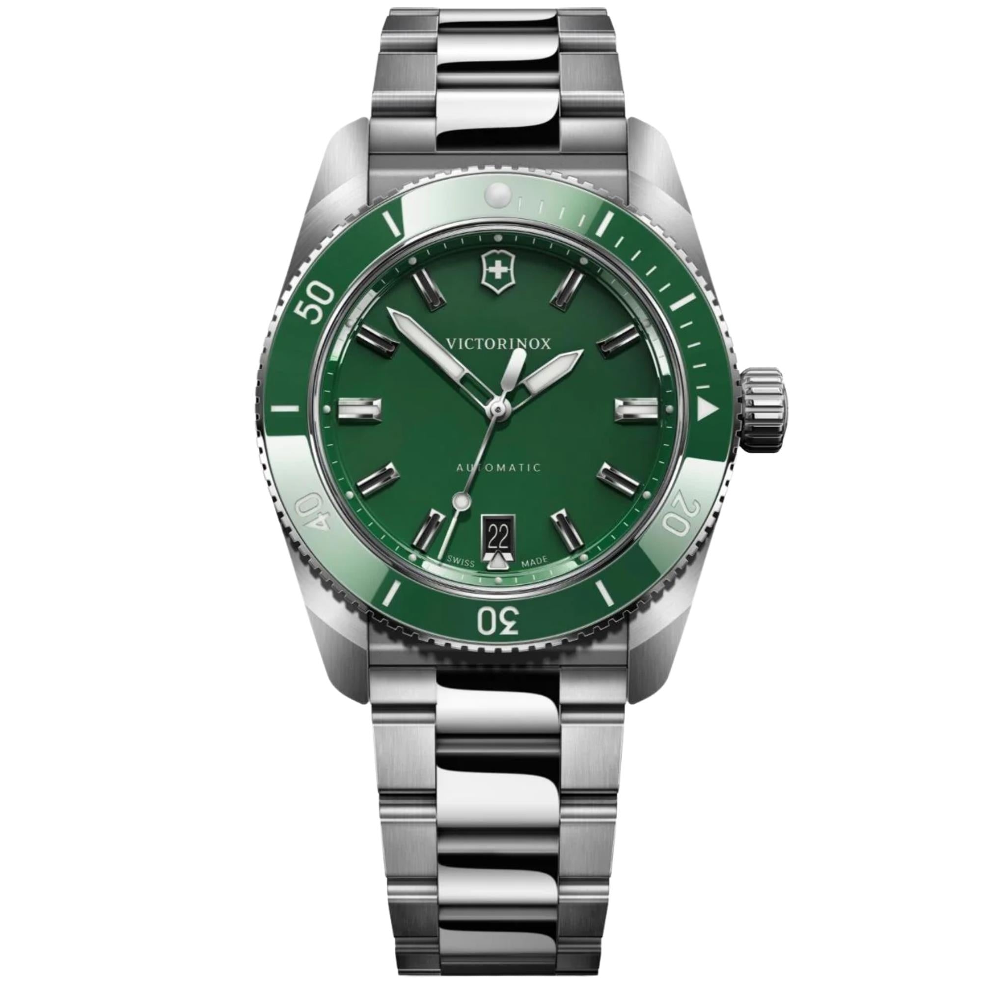Victorinox Maverick 39mm Green Dial Steel Mens Automatic Watch 242107