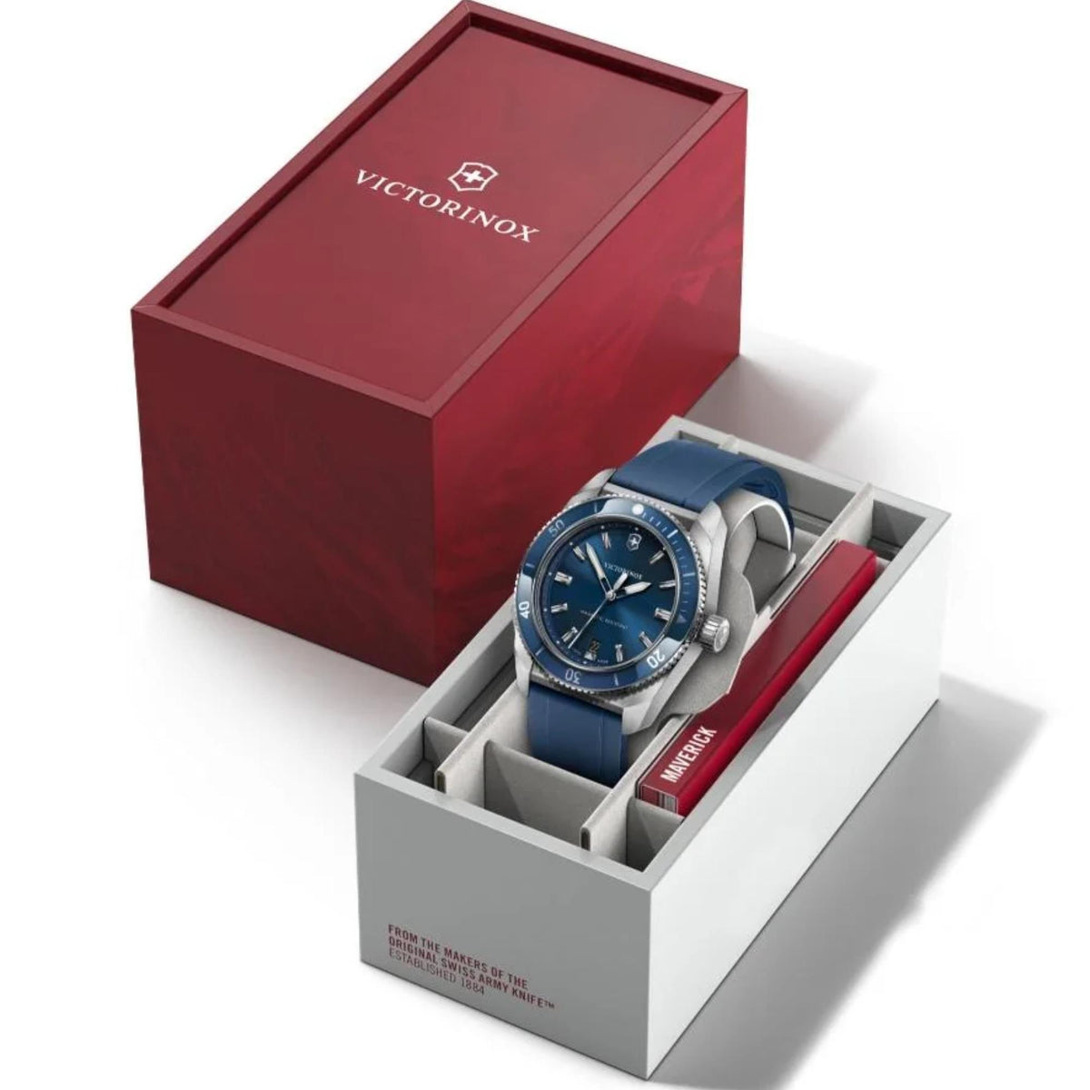 Victorinox Maverick 39mm Blue Dial Rubber Mens Quartz Watch 242094